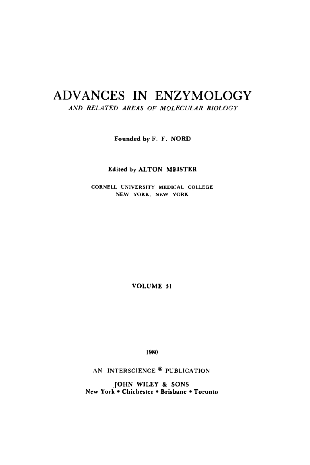 Advances in Enzymology and Related Areas of Molecular Biology 11th Edition â€“ PDF/EPUB Version Downloadable