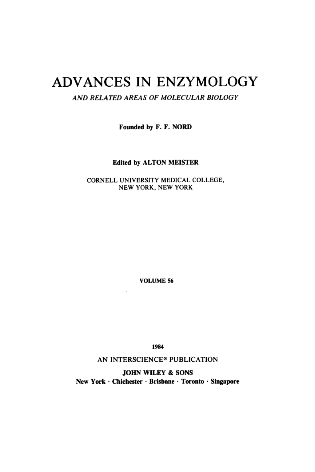Advances in Enzymology and Related Areas of Molecular Biology 11th Edition â€“ PDF/EPUB Version Downloadable