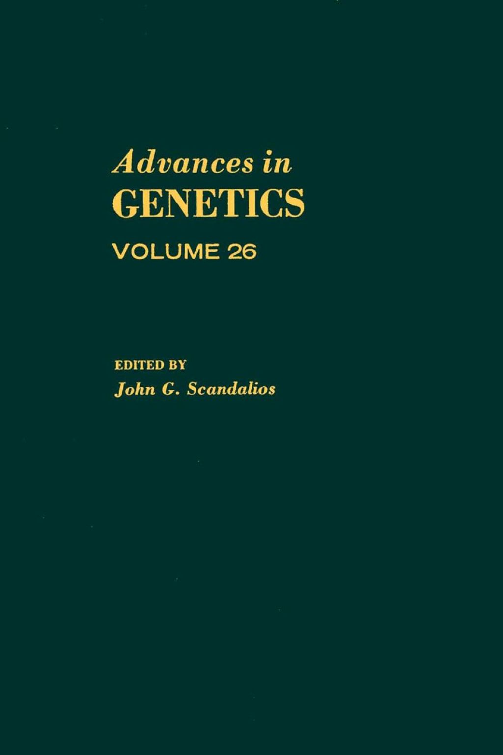 ADVANCES IN GENETICS VOLUME 26  â€“ PDF/EPUB Version Downloadable