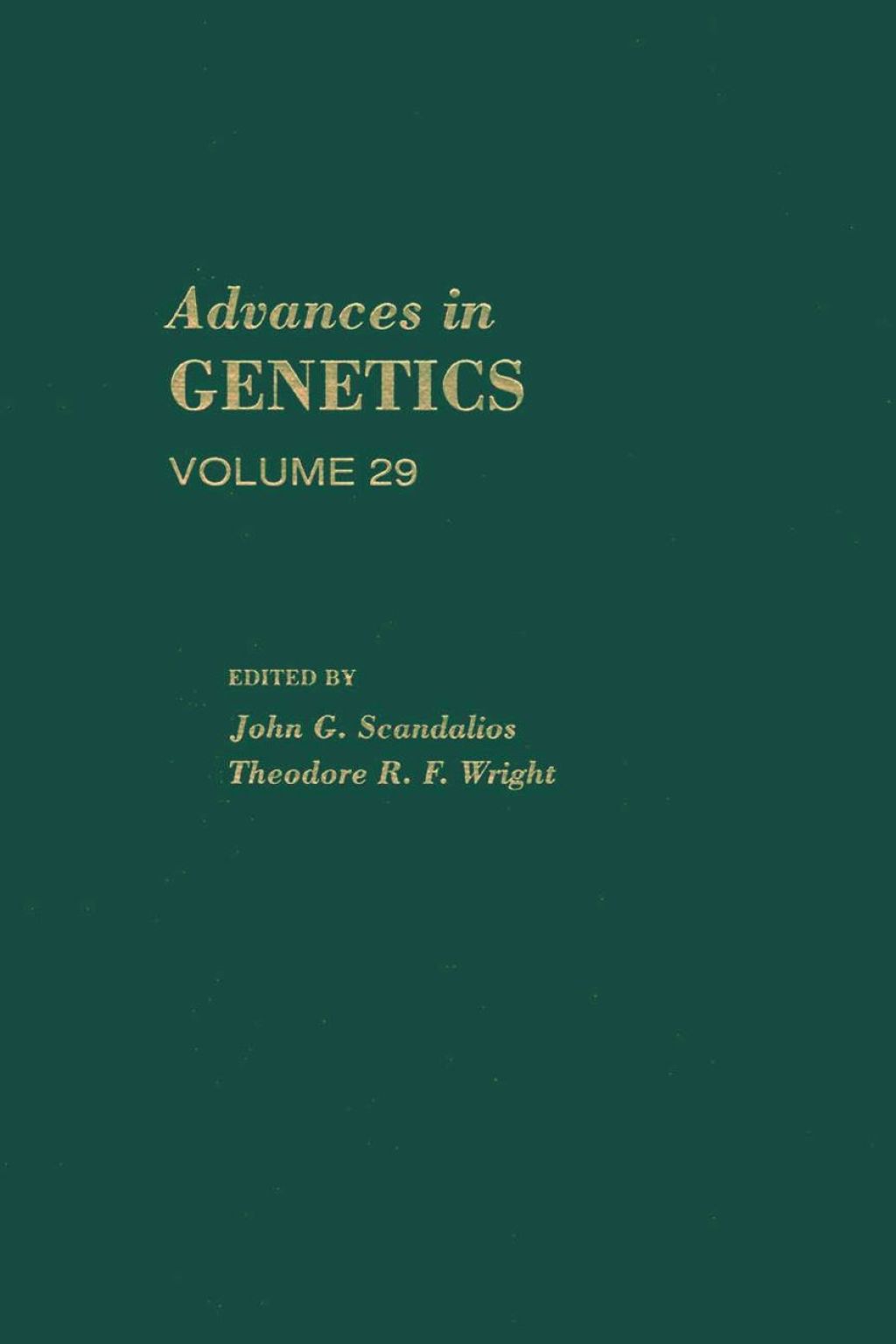ADVANCES IN GENETICS VOLUME 29  â€“ PDF/EPUB Version Downloadable