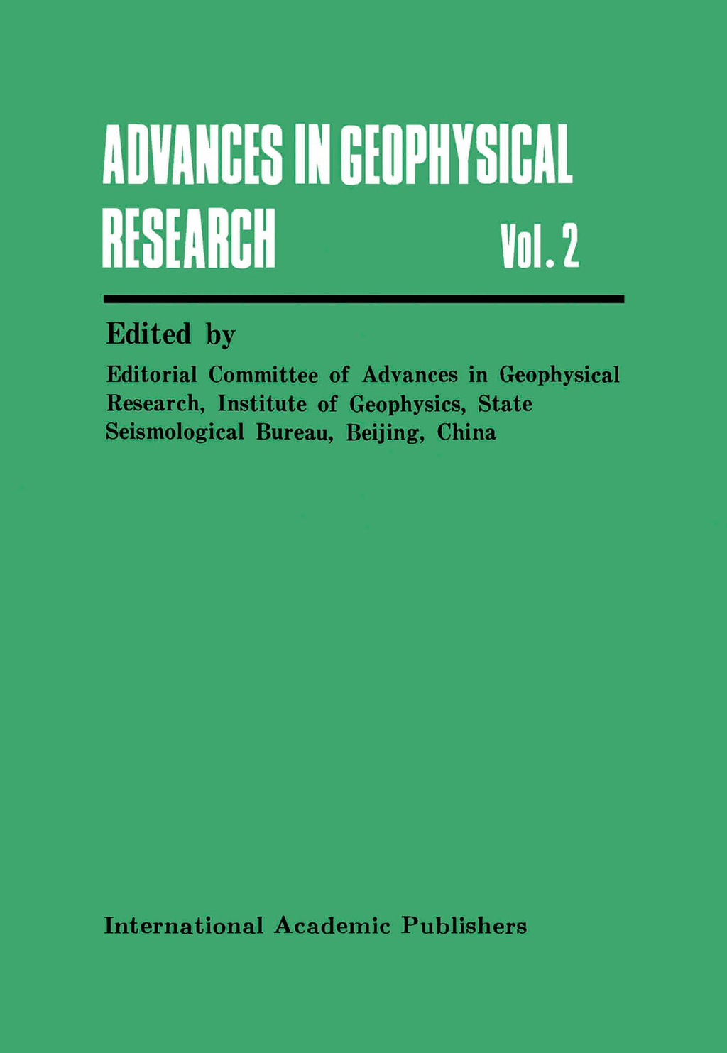 Advances in Geophysical Research Volume 2 1st Edition â€“ PDF/EPUB Version Downloadable