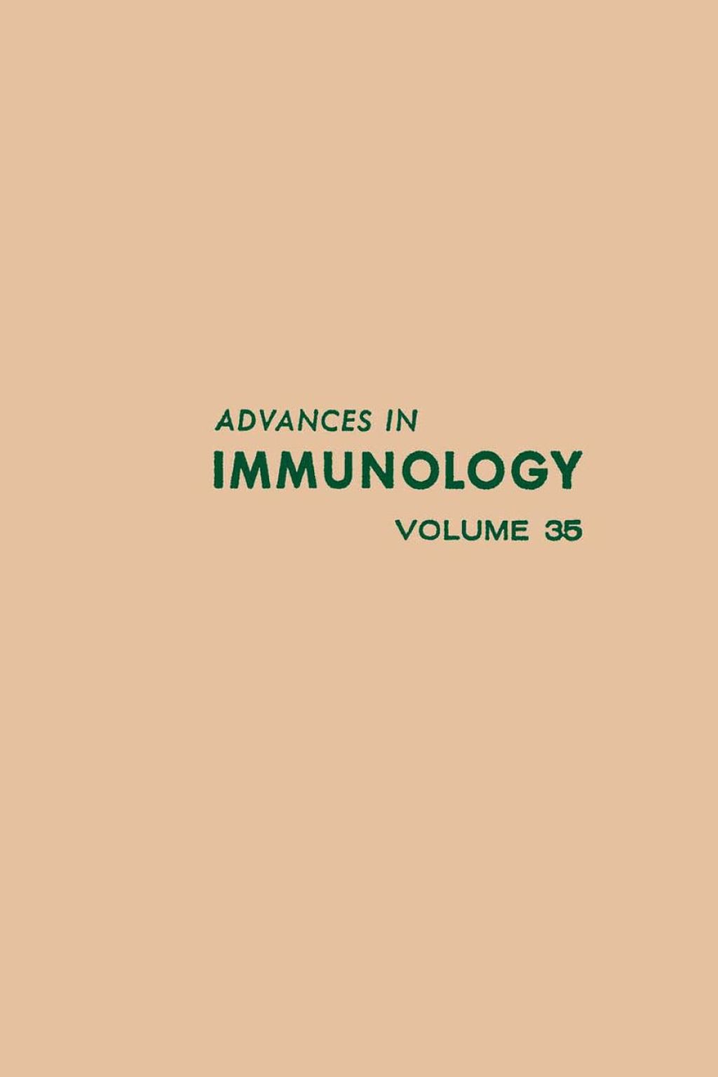 ADVANCES IN IMMUNOLOGY VOLUME 35  â€“ PDF/EPUB Version Downloadable