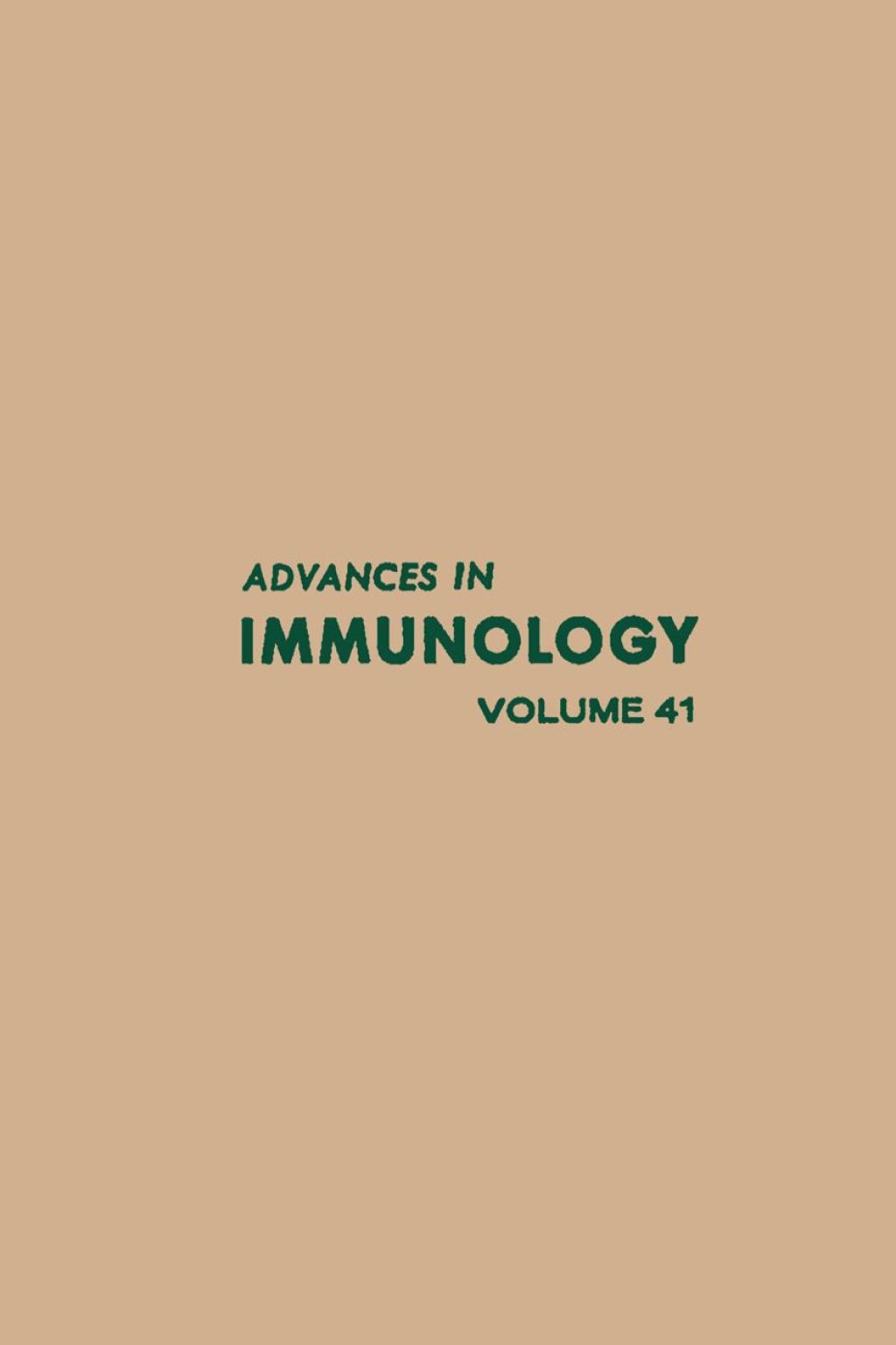 ADVANCES IN IMMUNOLOGY VOLUME 41  â€“ PDF/EPUB Version Downloadable