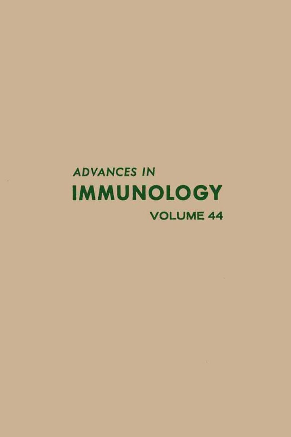 ADVANCES IN IMMUNOLOGY VOLUME 44  â€“ PDF/EPUB Version Downloadable