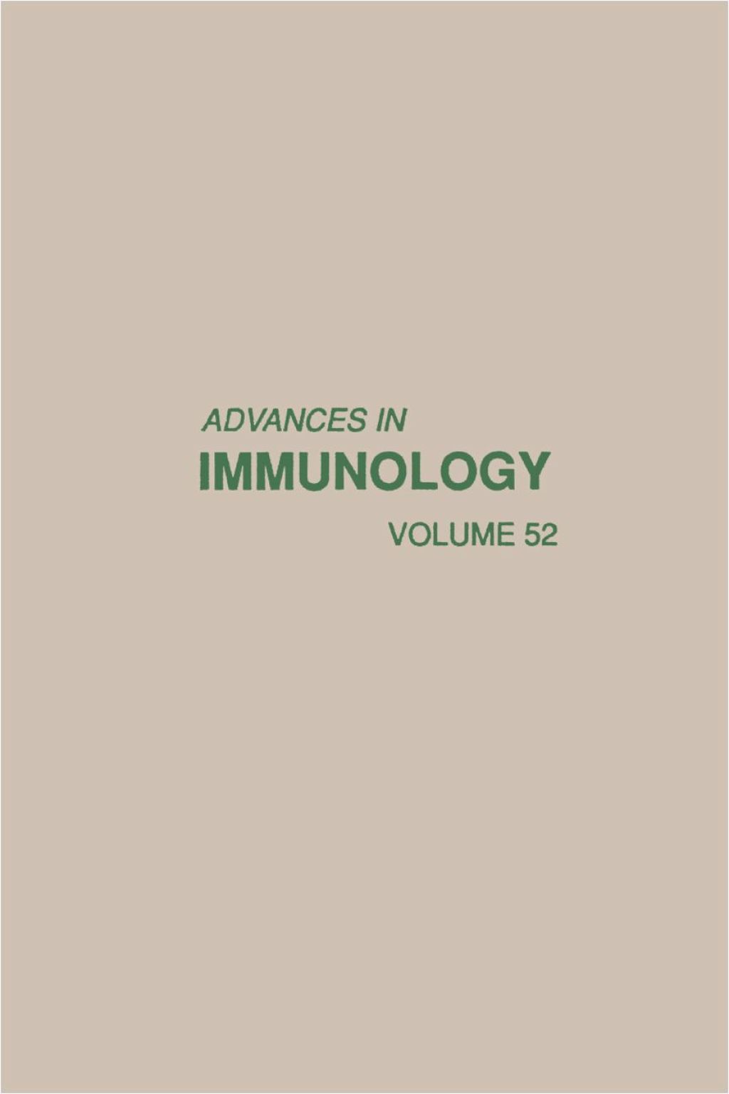 ADVANCES IN IMMUNOLOGY VOLUME 52  â€“ PDF/EPUB Version Downloadable