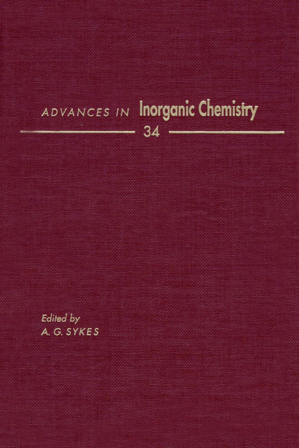 ADVANCES IN INORGANIC CHEMISTRY VOL 34  â€“ PDF/EPUB Version Downloadable