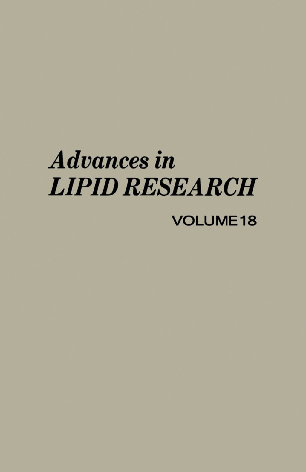 Advances in Lipid Research  â€“ PDF/EPUB Version Downloadable