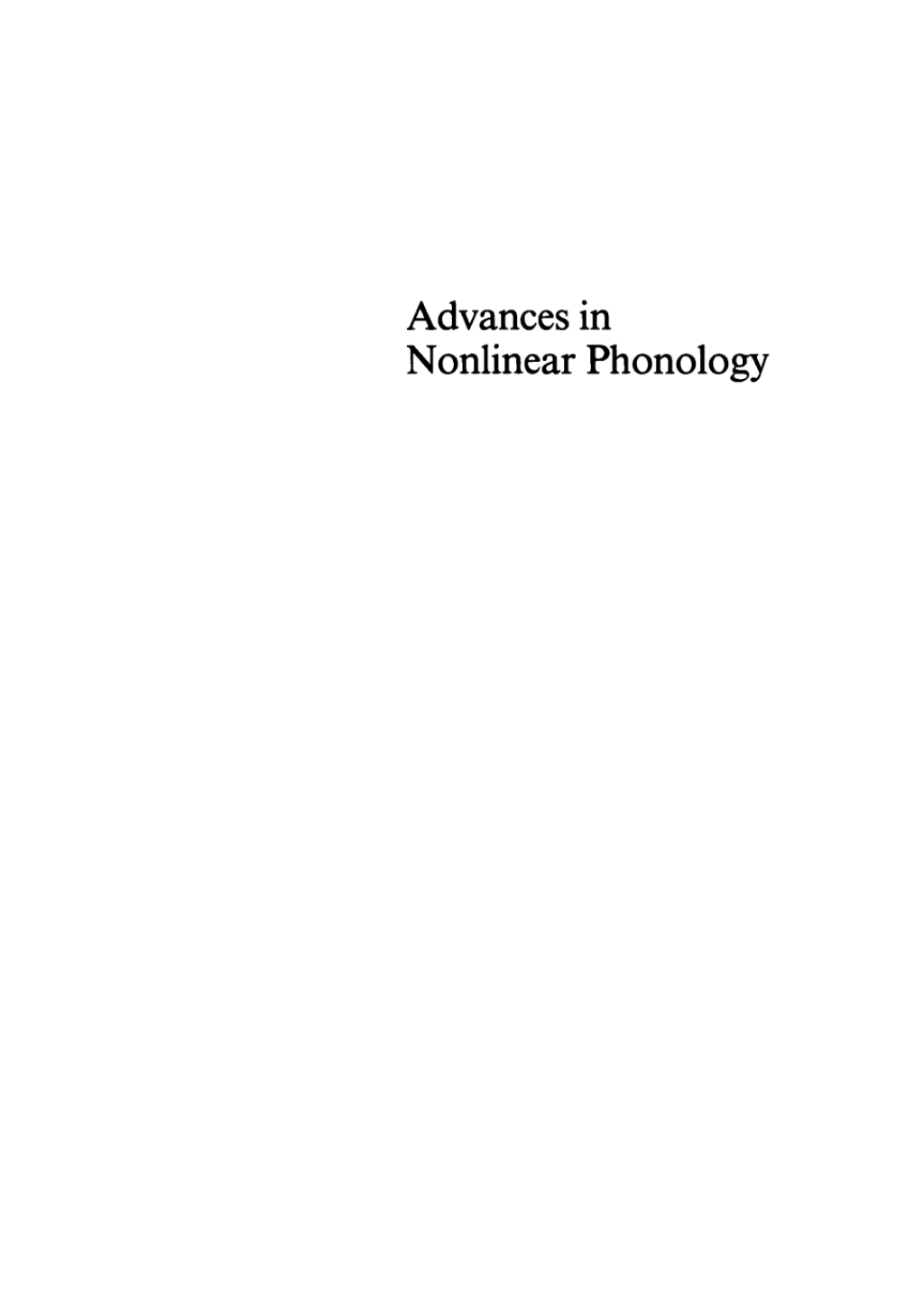 Advances in Nonlinear Phonology 1st Edition â€“ PDF/EPUB Version Downloadable
