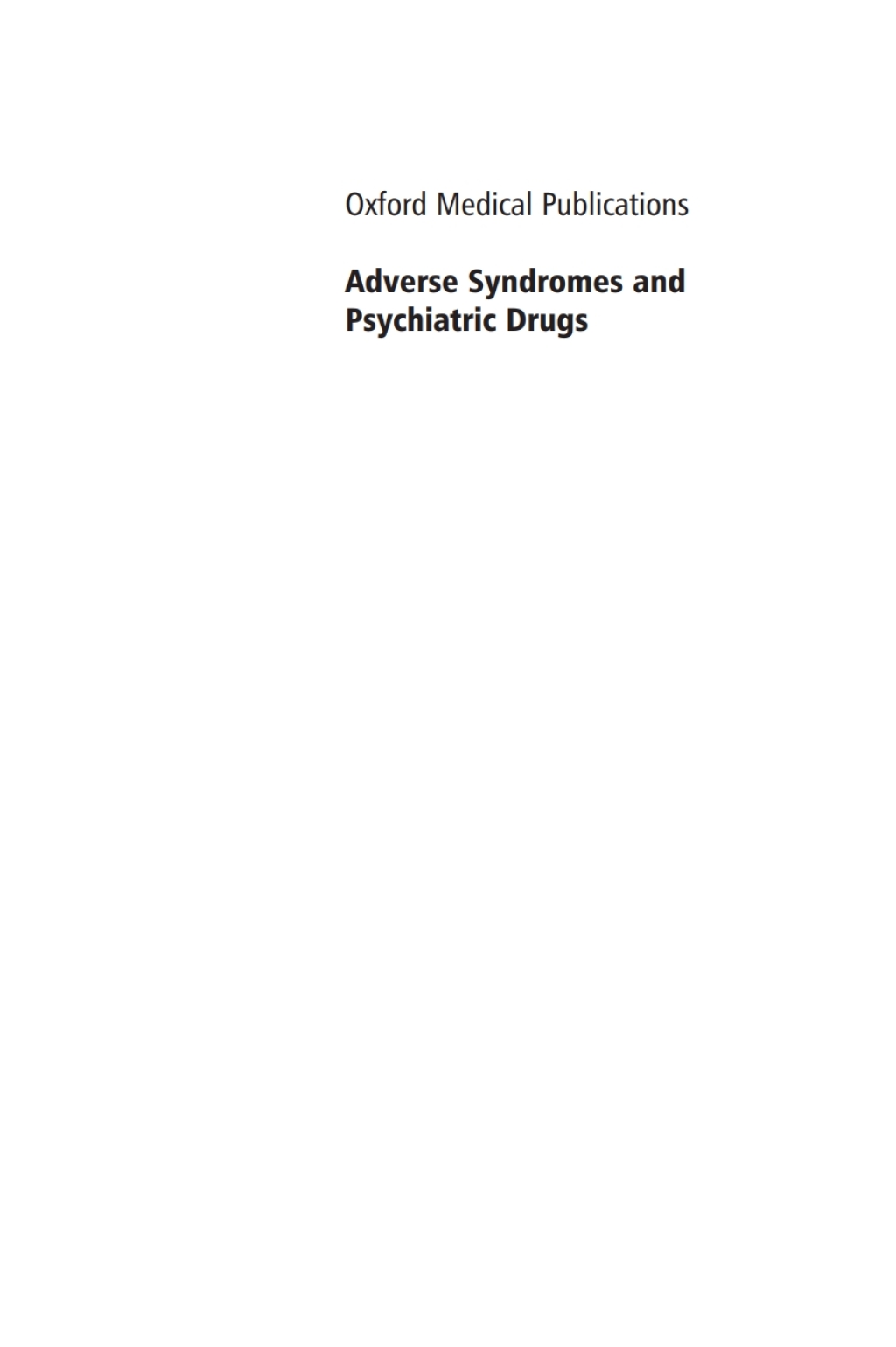 Adverse Syndromes and Psychiatric Drugs A clinical guide 1st Edition â€“ PDF/EPUB Version Downloadable
