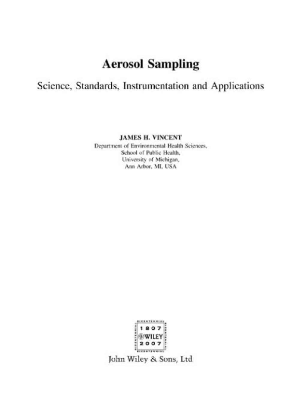 Aerosol Sampling Science, Standards, Instrumentation and Applications 1st Edition â€“ PDF/EPUB Version Downloadable