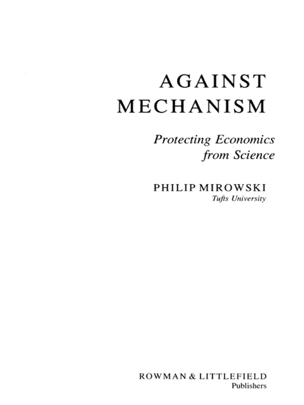 Against Mechanism - (PDF/EPUB Version)