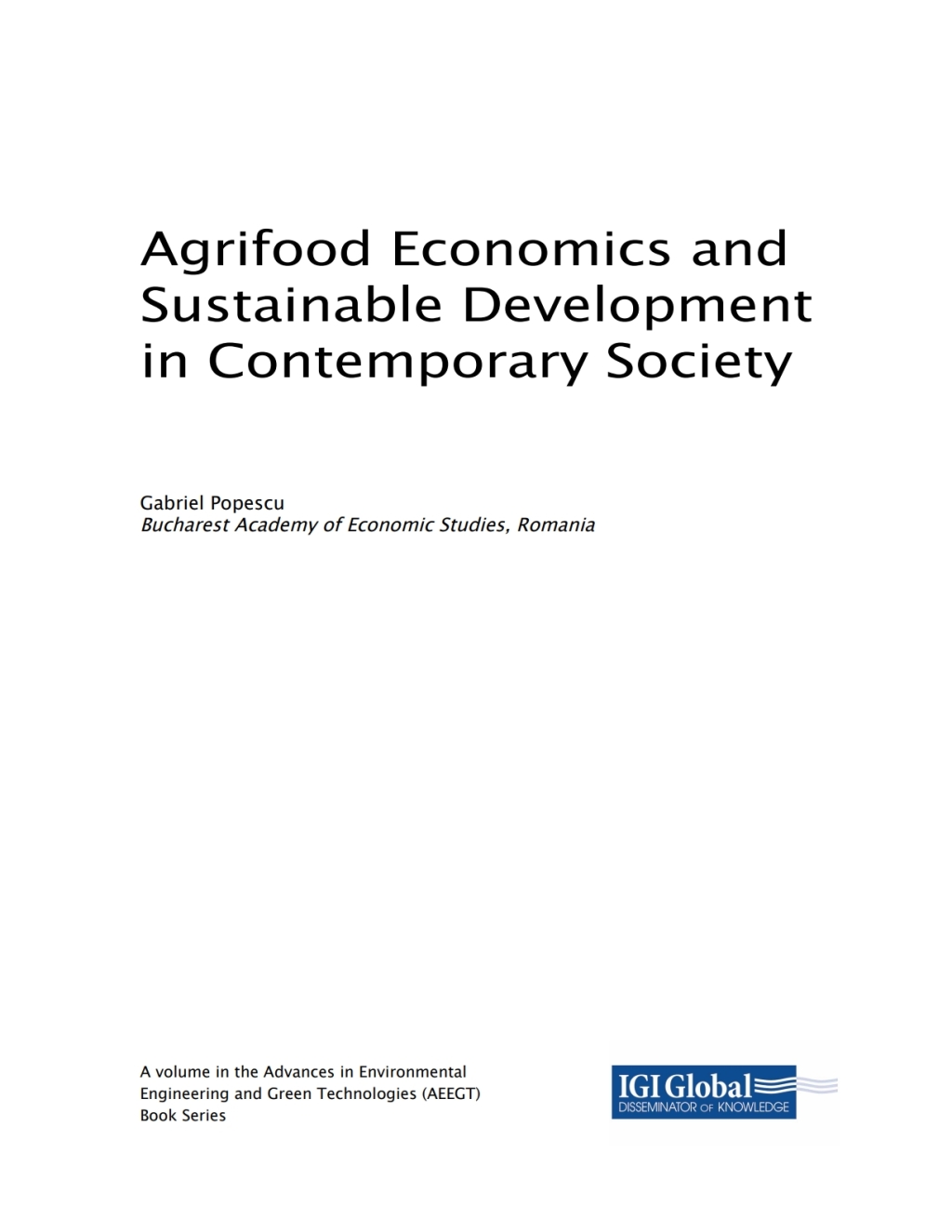Agrifood Economics and Sustainable Development in Contemporary Society â€“ PDF/EPUB Version Downloadable