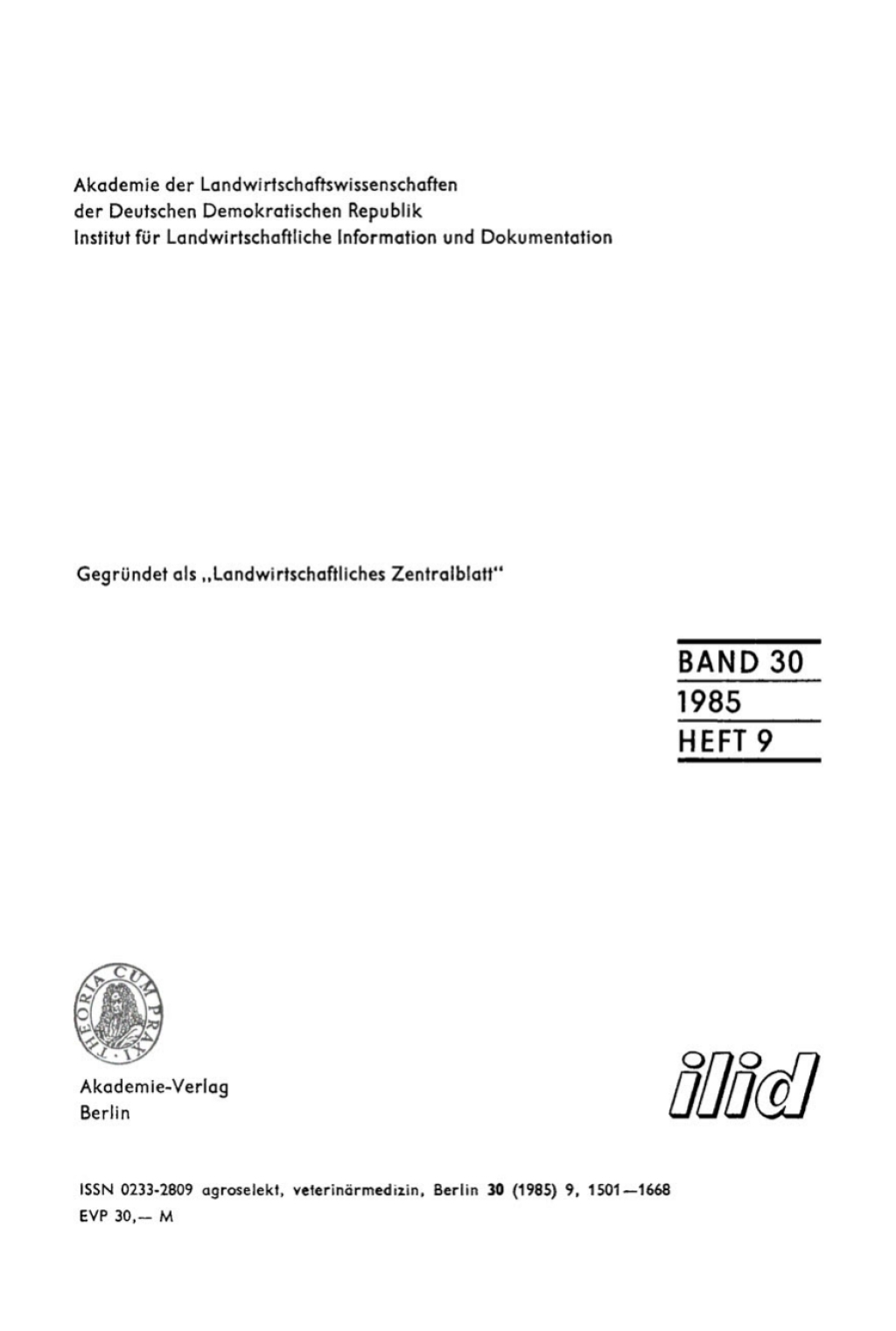 Agroselekt. Reihe 4: VeterinÃ¤rmedizin. Band 30, Heft 9 1st Edition â€“ PDF/EPUB Version Downloadable