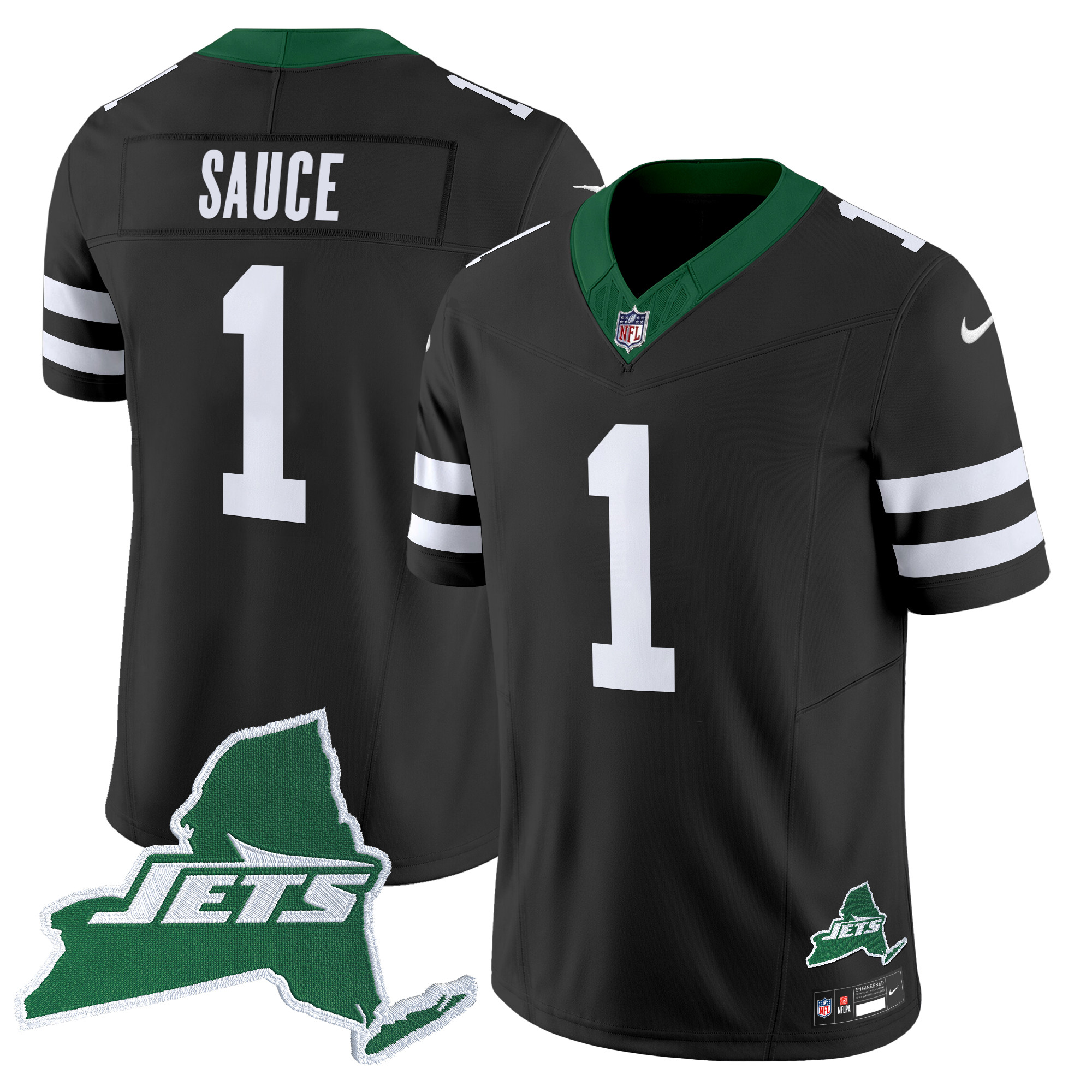 Ahmad Sauce Men's New York Jets Home Patch Vapor Legacy Limited Black Jersey - All Stitched