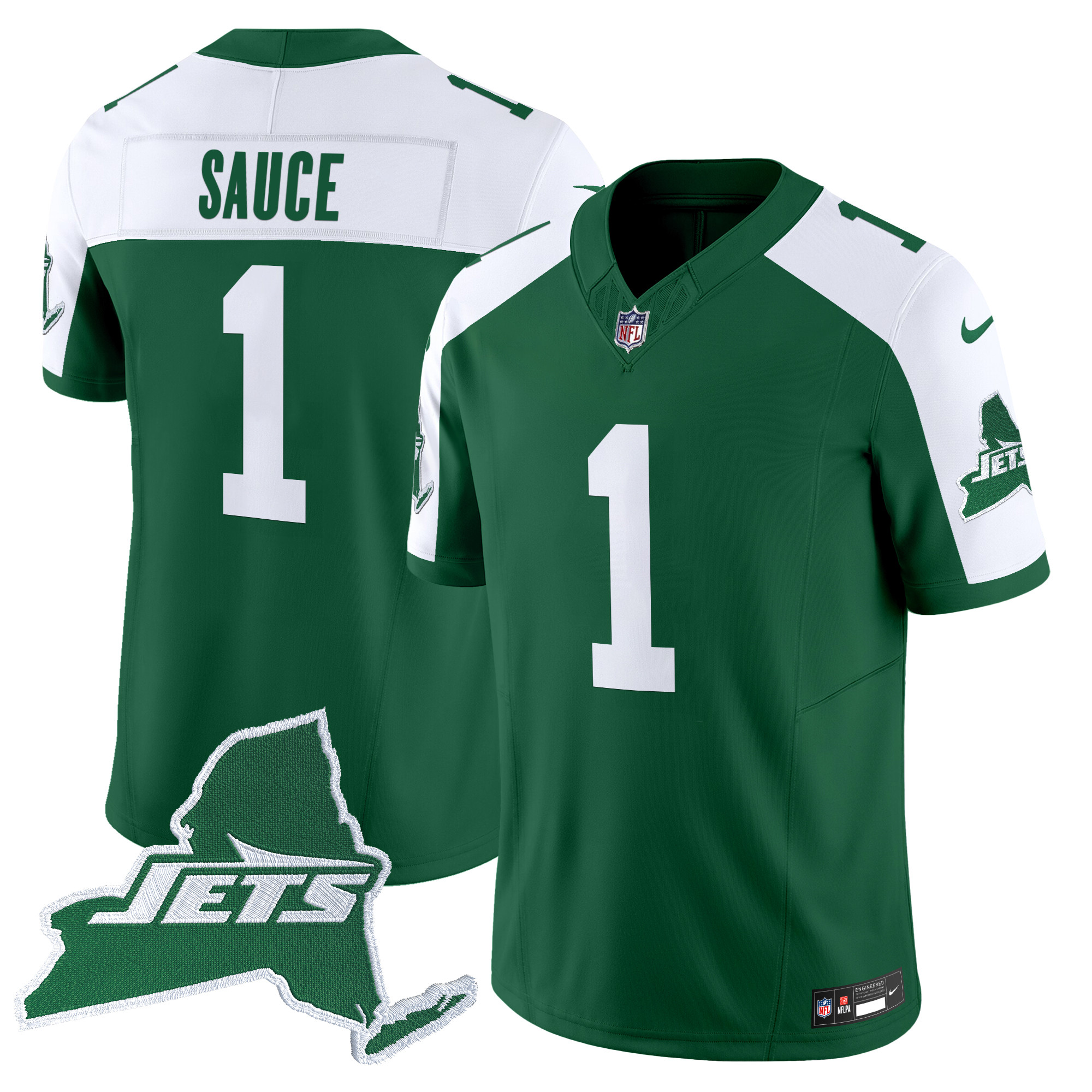 Ahmad Sauce Men's New York Jets Home Patch Vapor Legacy Limited Green Alternate Jersey - All Stitched