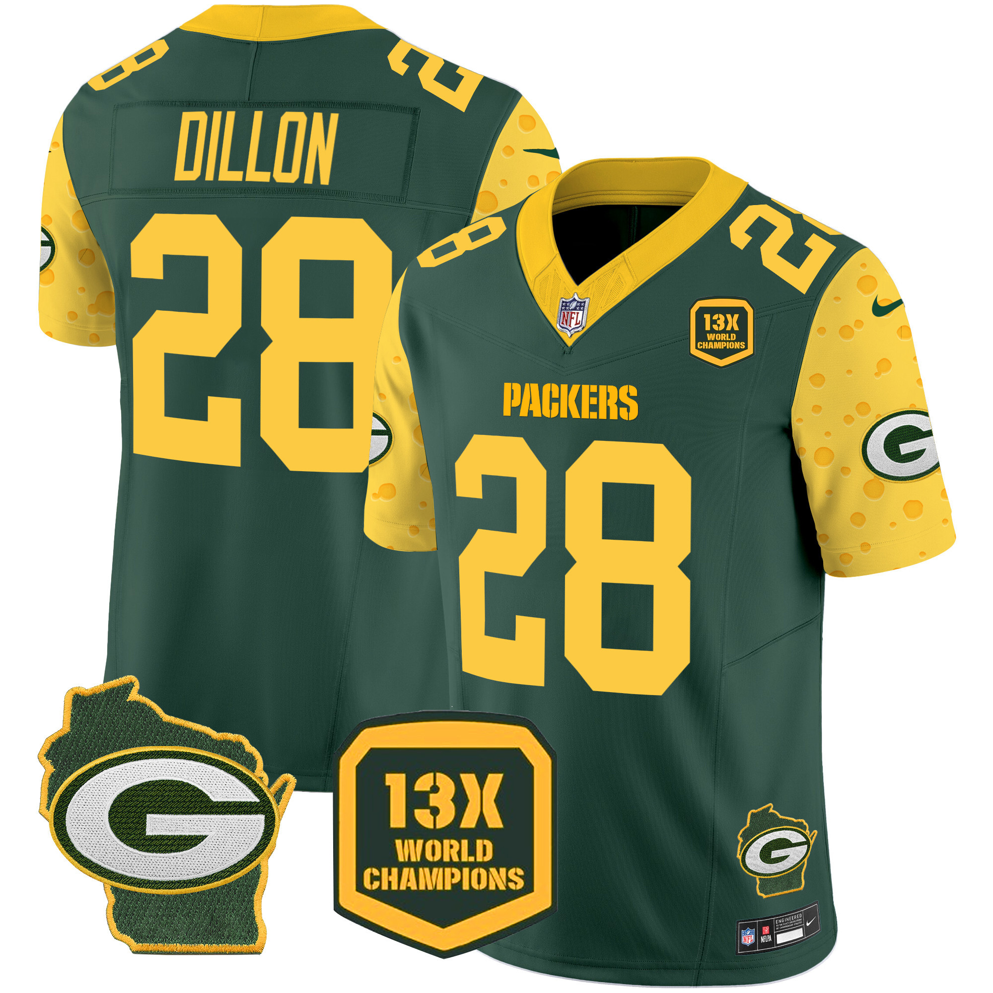 AJ Dillon Men's Green Bay Packers Cheese Vapor Limited Jersey – All Stitched Green Jersey - All Stitched