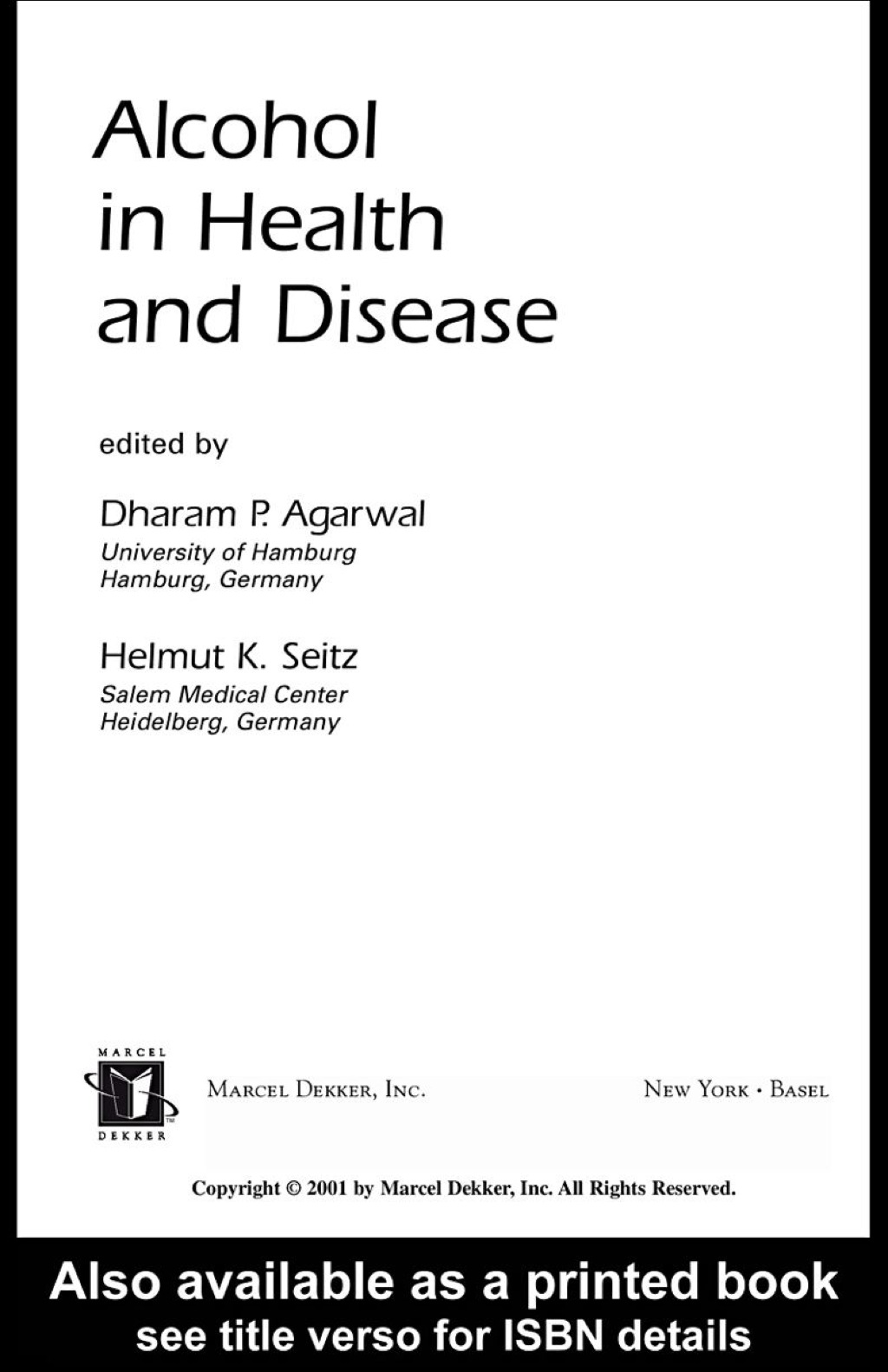Alcohol in Health and Disease 1st Edition â€“ PDF/EPUB Version Downloadable