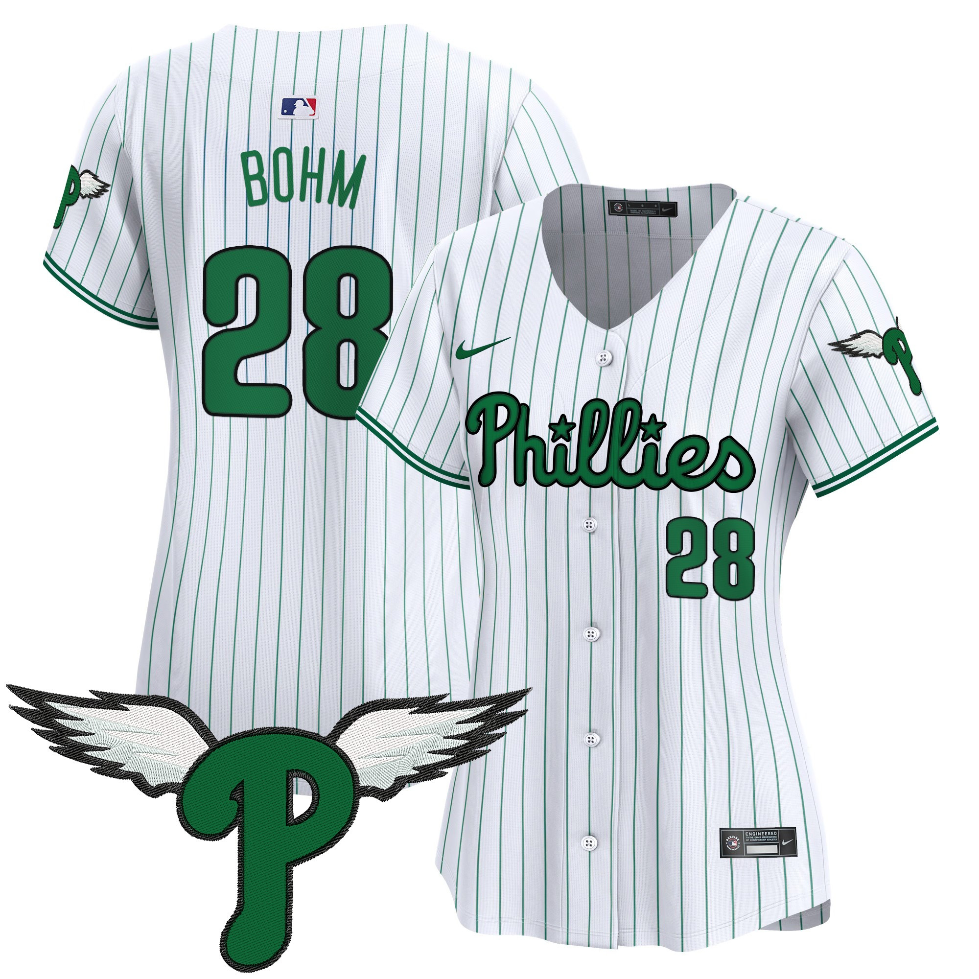 Alec Bohm Women's Philadelphia Phillies 2025 Vapor Premier Limited Pinstripe Jersey - All Stitched