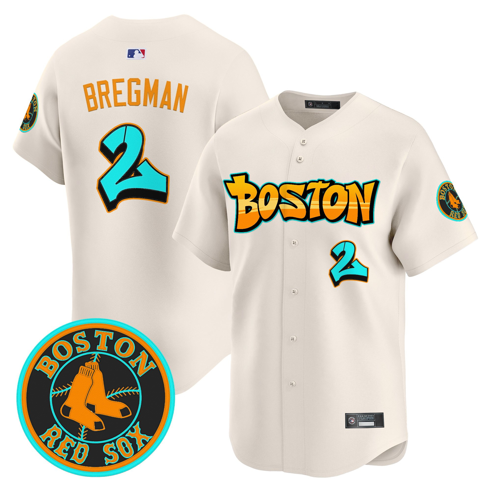 Alex Bregman Men's Boston Red Sox 'Graffiti Streetstyle Edition' Vapor Premier Limited Cream Jersey - All Stitched