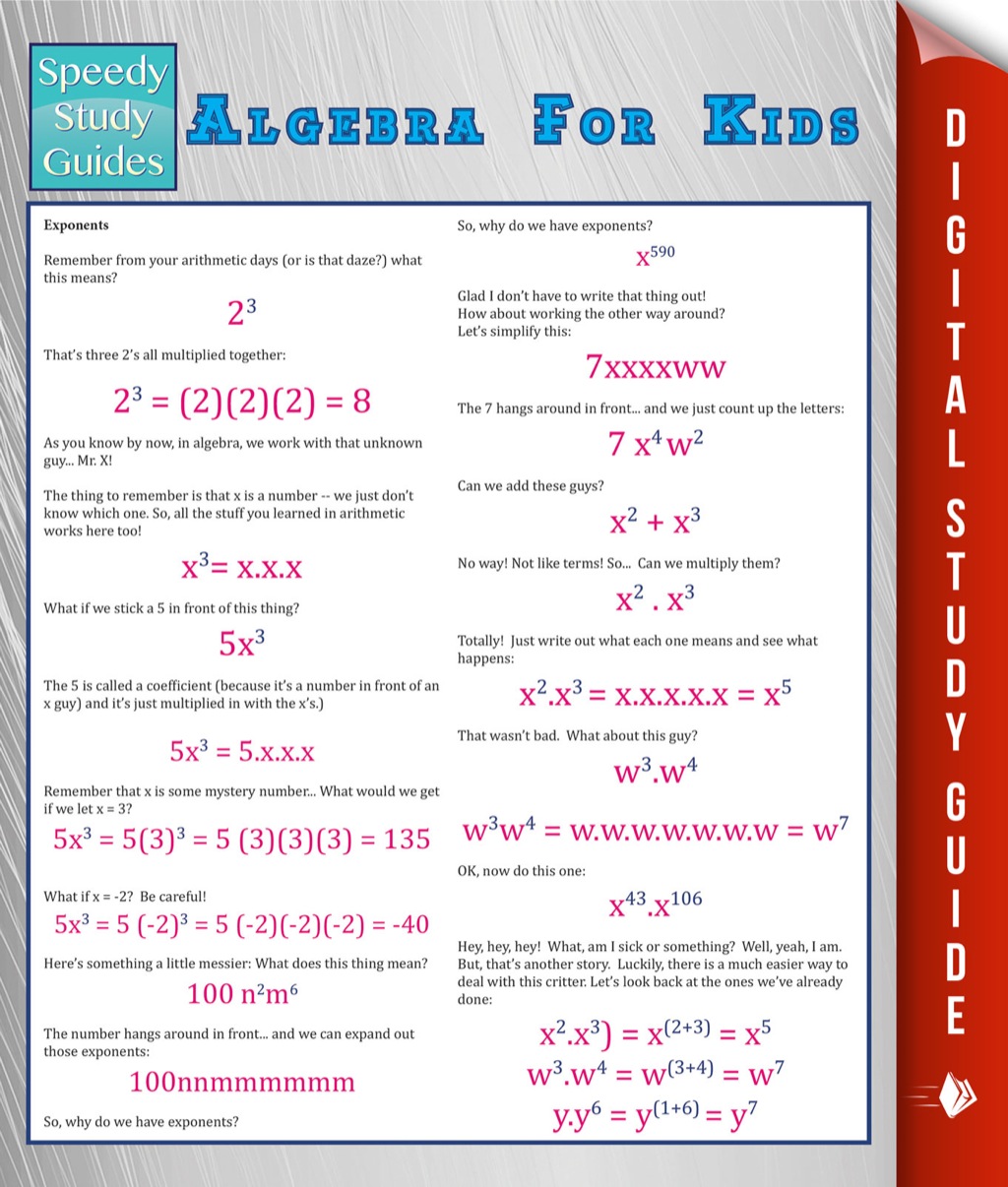 Algebra For Kids (Speedy Study Guide) - (PDF/EPUB Version)