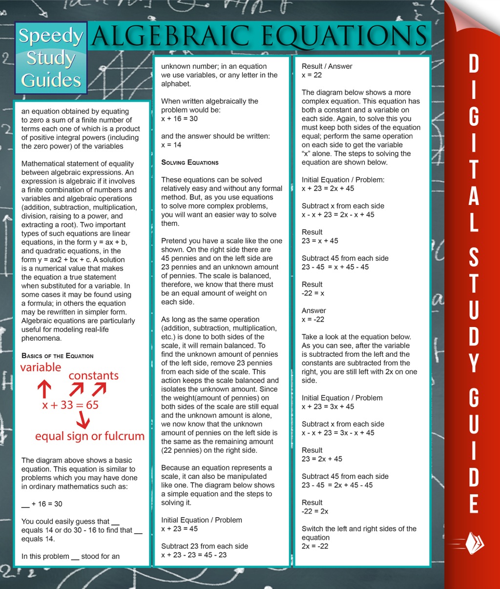 Algebraic Equations Speedy Study Guides - (PDF/EPUB Version)
