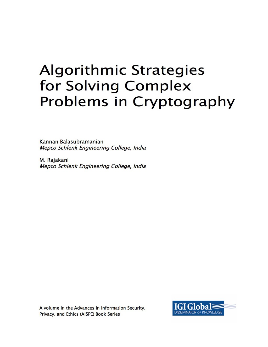 Algorithmic Strategies for Solving Complex Problems in Cryptography â€“ PDF/EPUB Version Downloadable