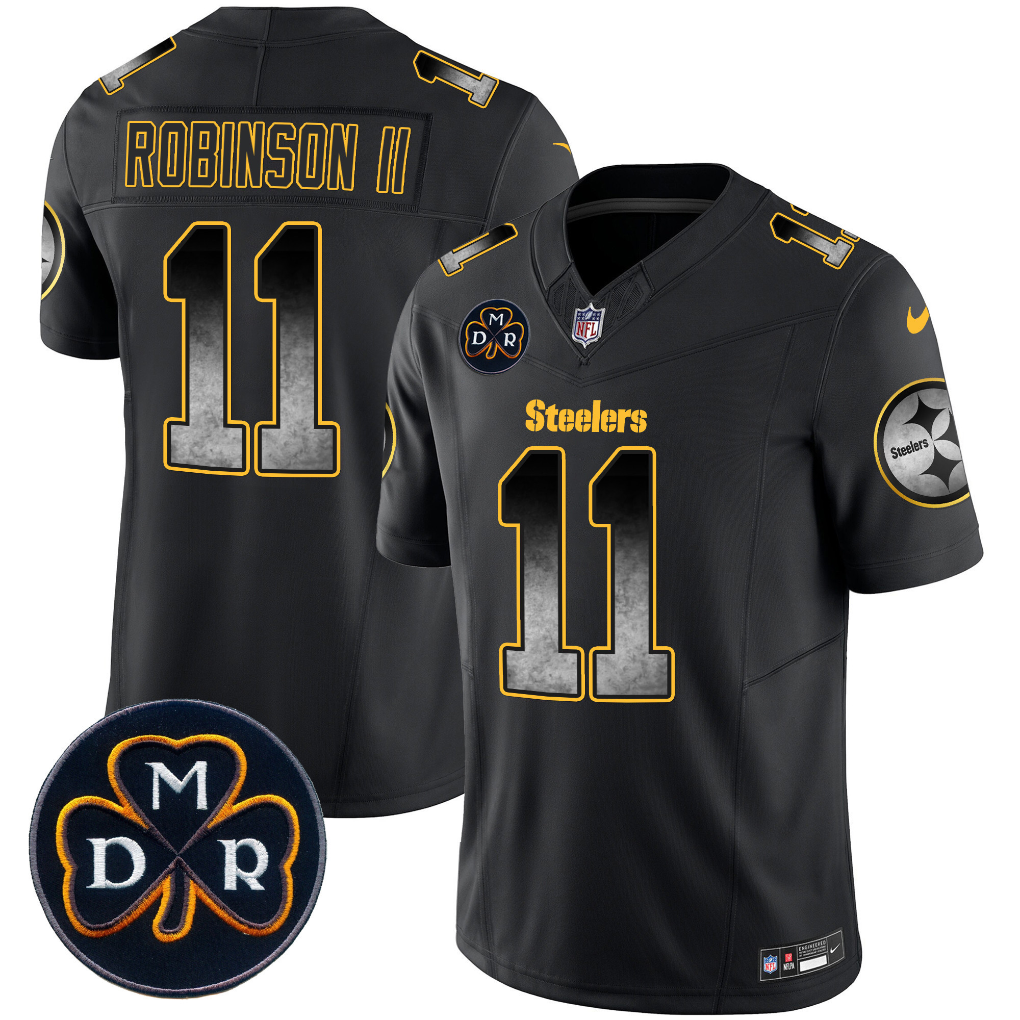 Allen Robinson II Men's Pittsburgh Steelers DMR Patch Arch Smoke Vapor Limited Black Jersey - All Stitched