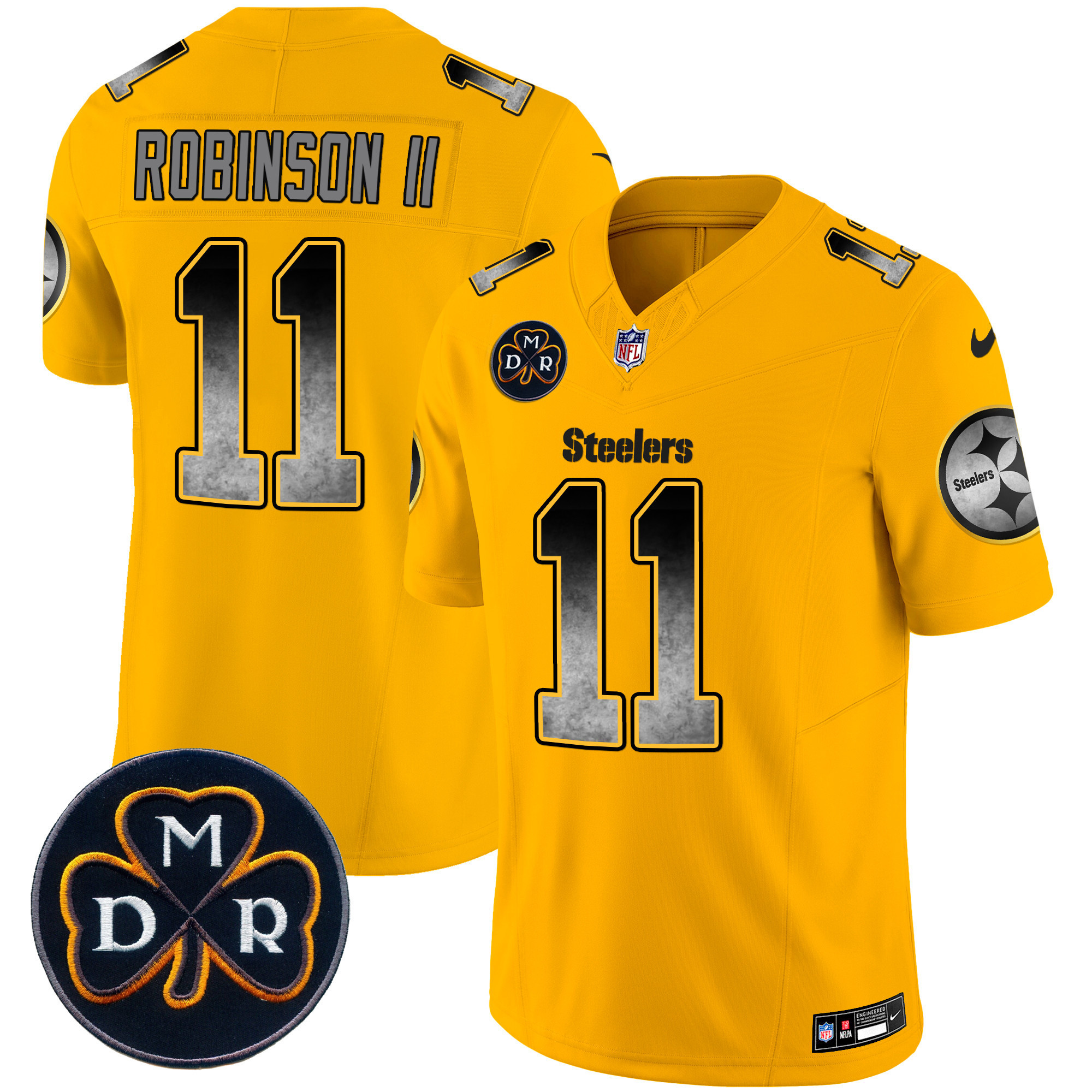 Allen Robinson II Men's Pittsburgh Steelers DMR Patch Arch Smoke Vapor Limited Gold Jersey - All Stitched