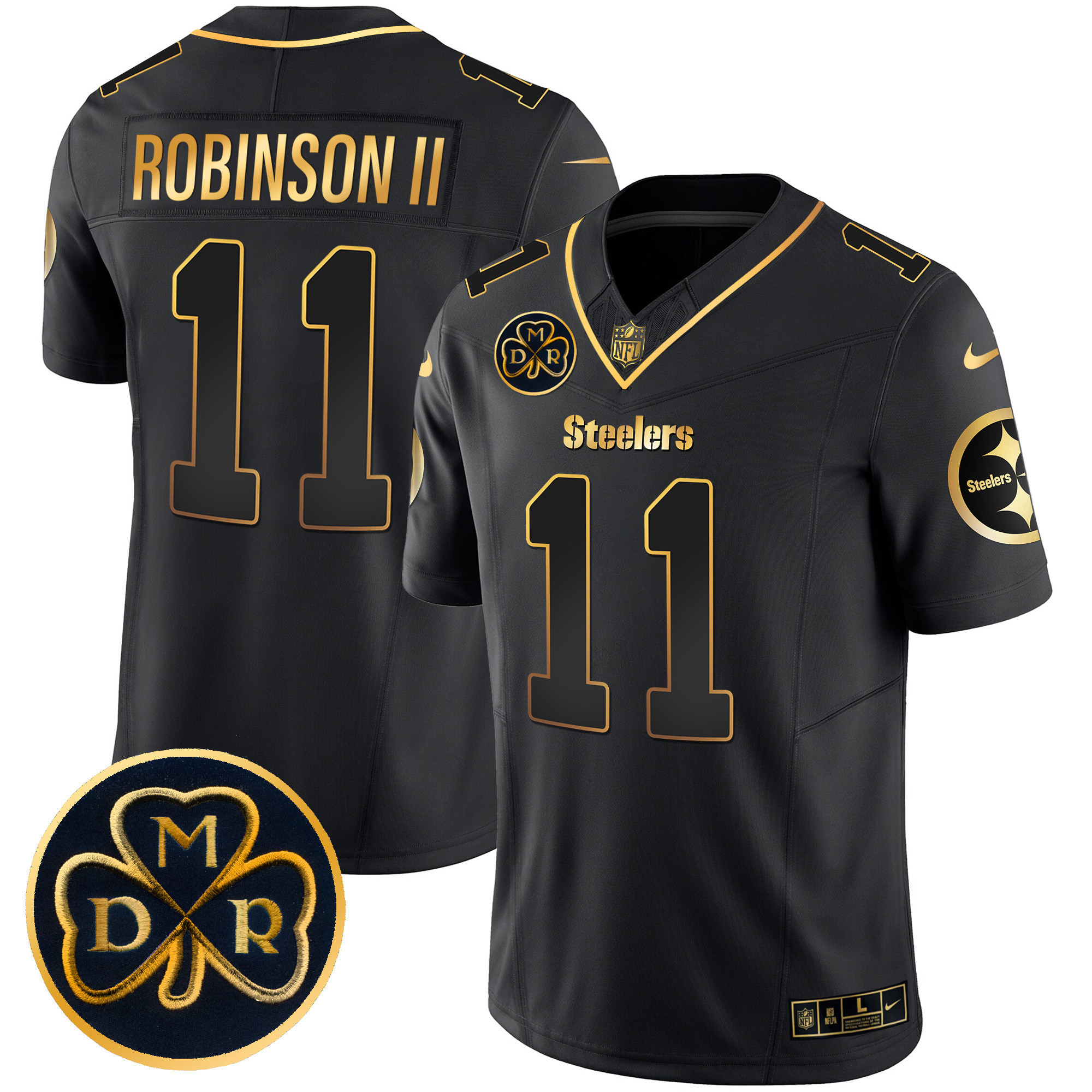 Allen Robinson II Men's Pittsburgh Steelers DMR Patch Gold Vapor Limited Black Gold Jersey - All Stitched