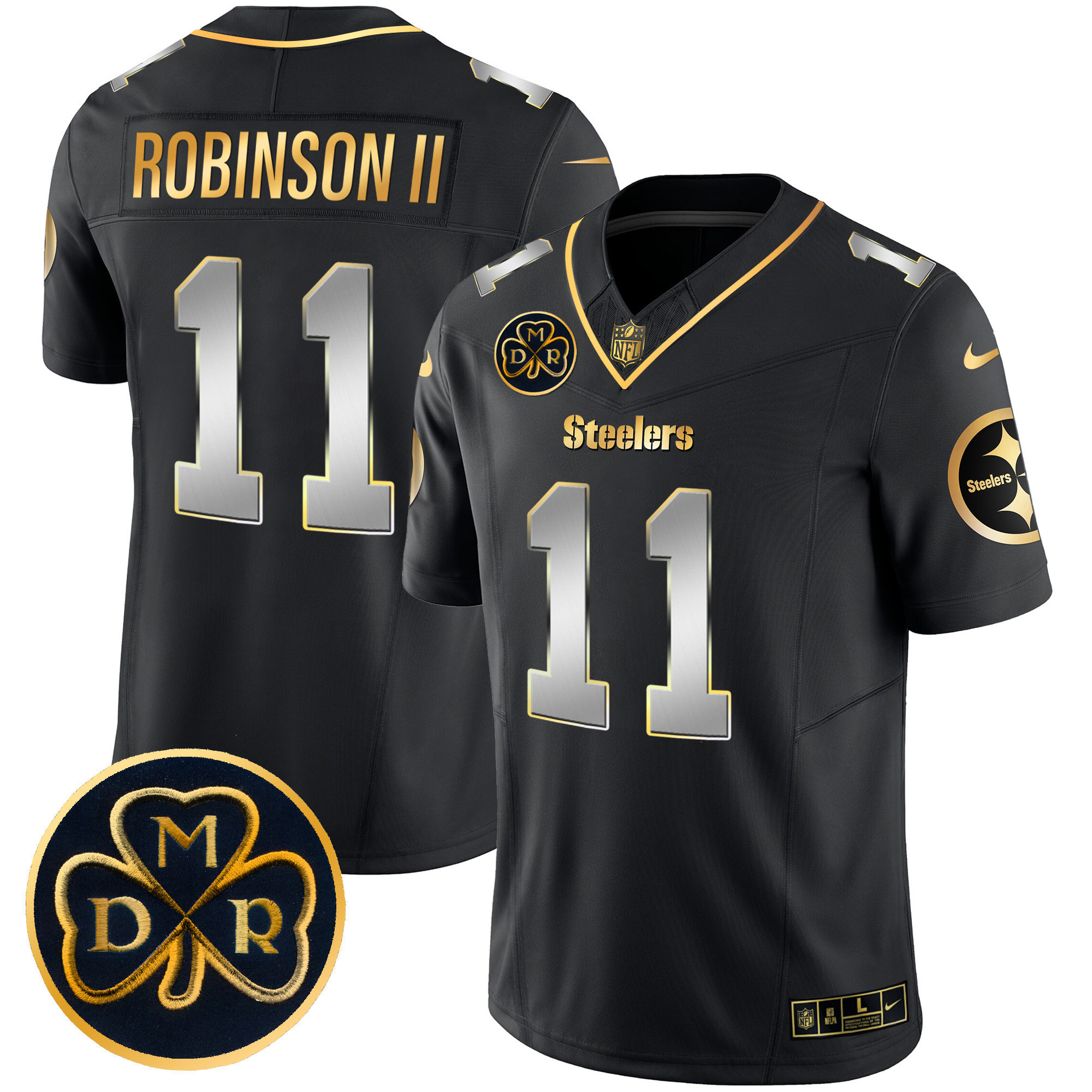 Allen Robinson II Men's Pittsburgh Steelers DMR Patch Gold Vapor Limited Black Limited Jersey - All Stitched