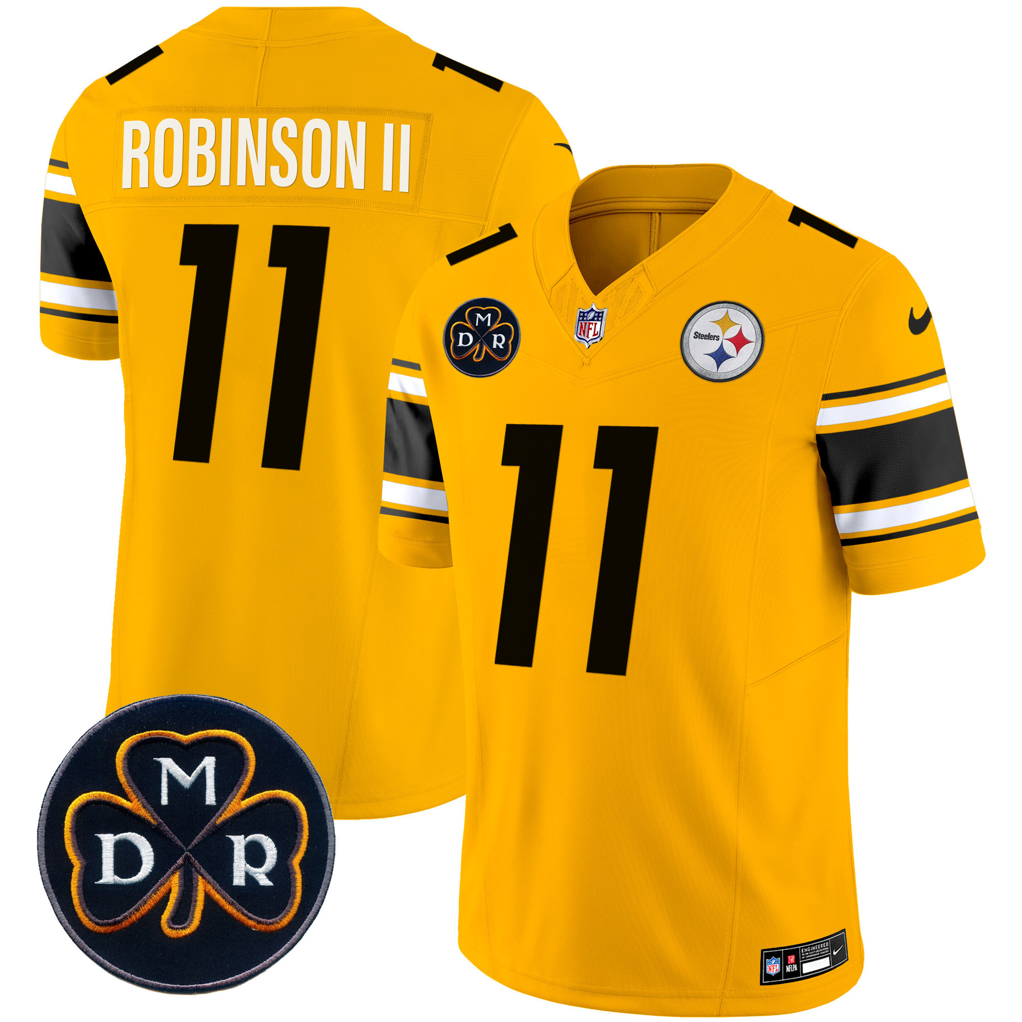 Allen Robinson II Men's Pittsburgh Steelers DMR Patch Vapor Limited Gold Jersey - All Stitched