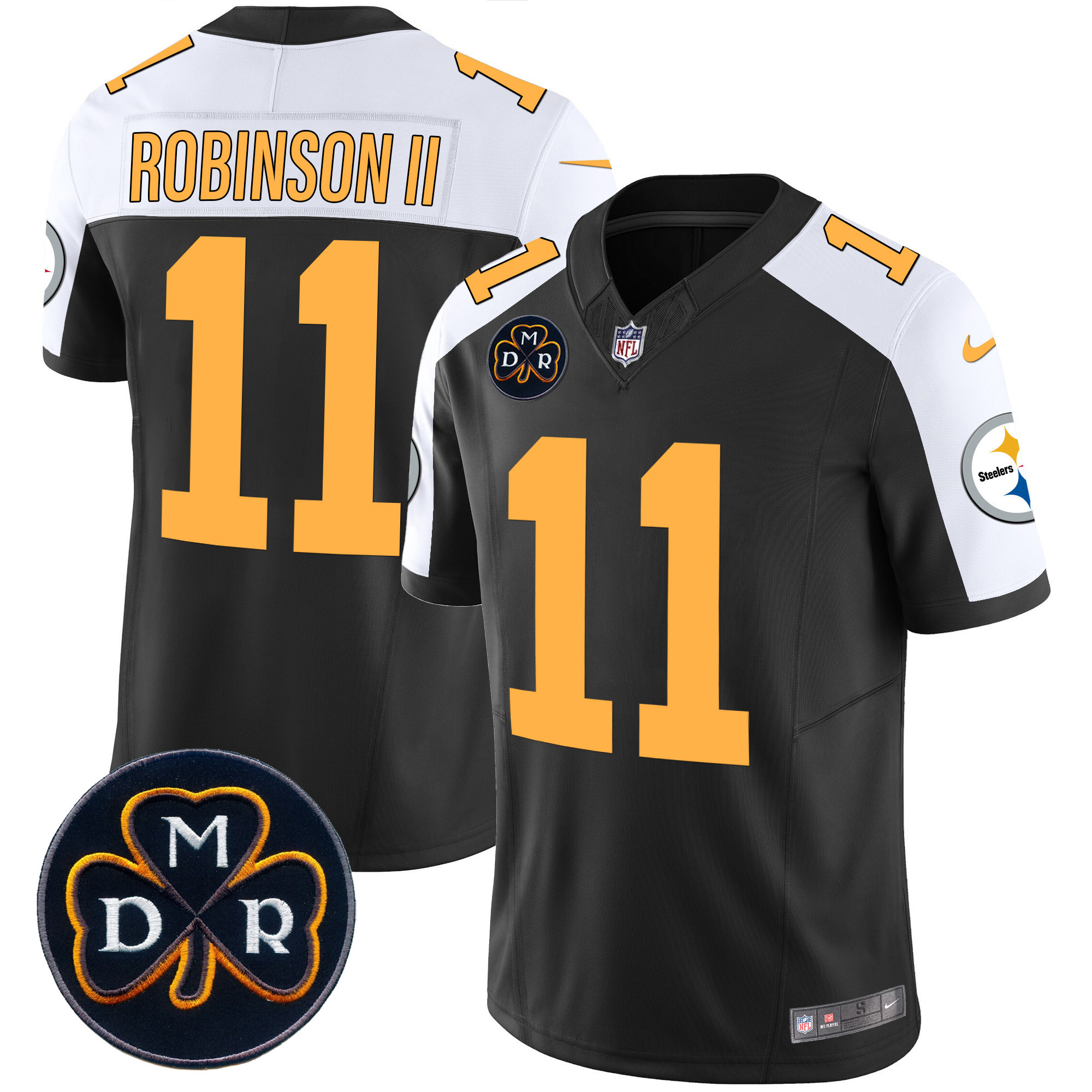 Allen Robinson II Men's Pittsburgh Steelers DMR Patch Vapor Limited Rush Alternate Jersey - All Stitched