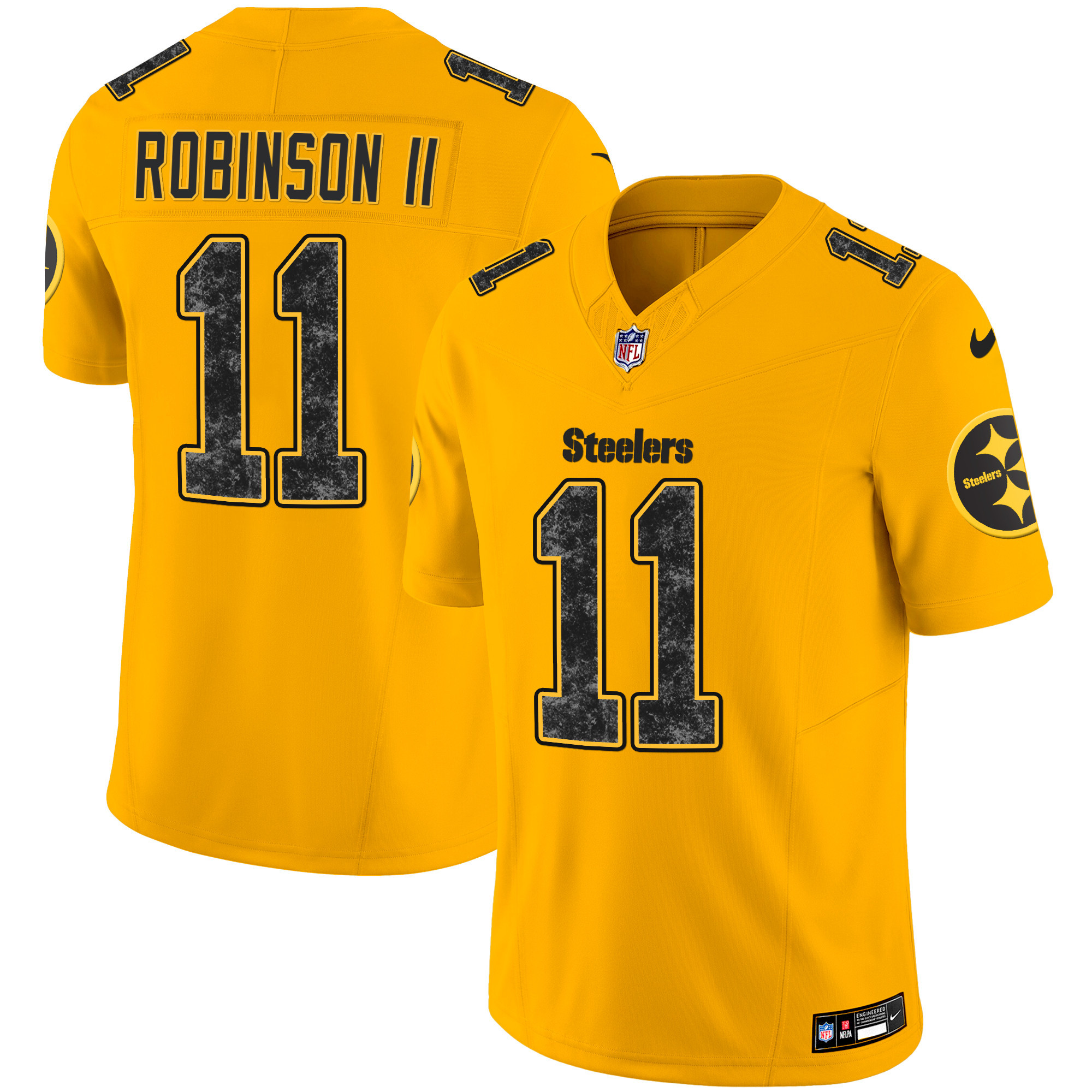 Allen Robinson II Men's Pittsburgh Steelers Grunge Vapor Limited Gold Jersey - All Stitched