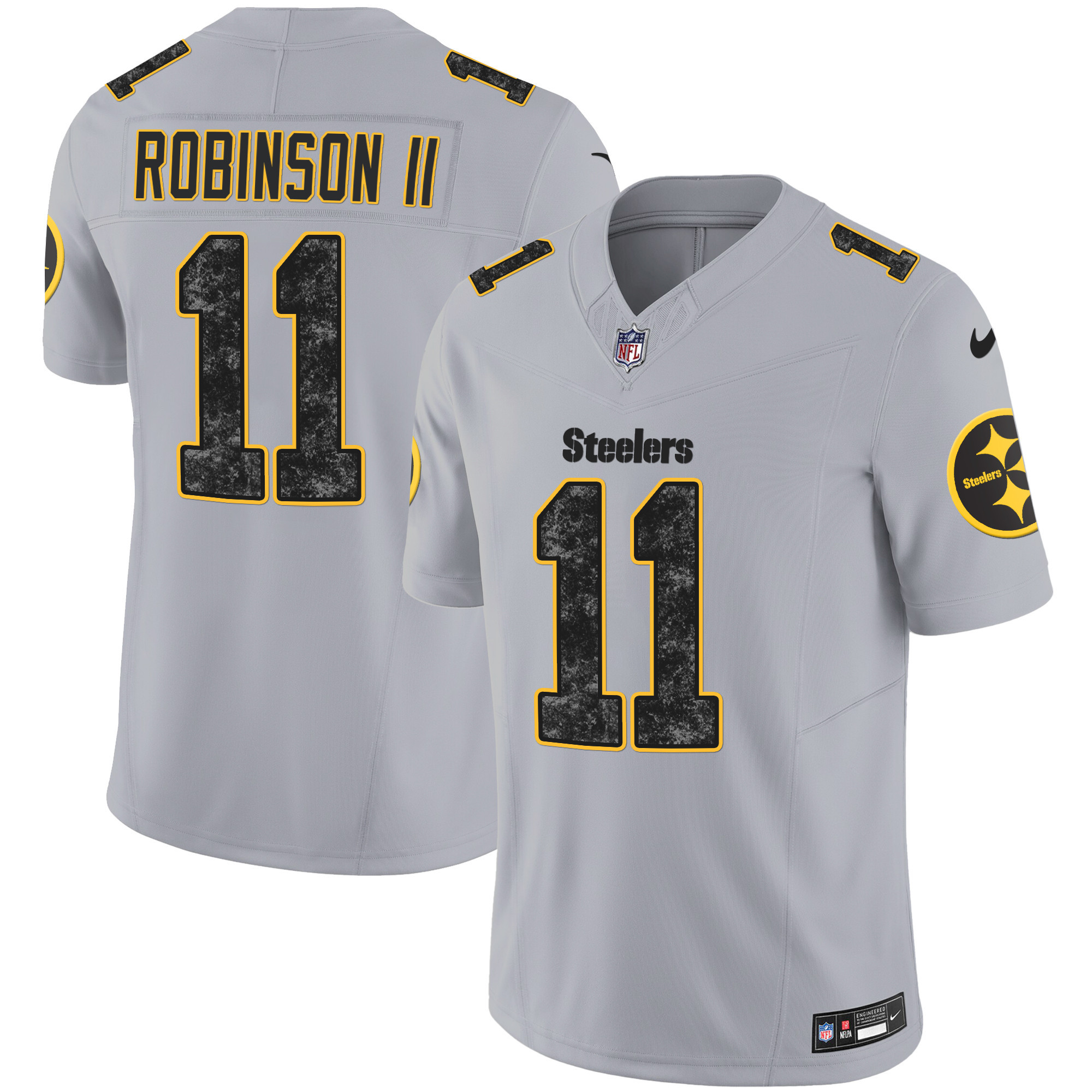 Allen Robinson II Men's Pittsburgh Steelers Grunge Vapor Limited Gray Jersey - All Stitched