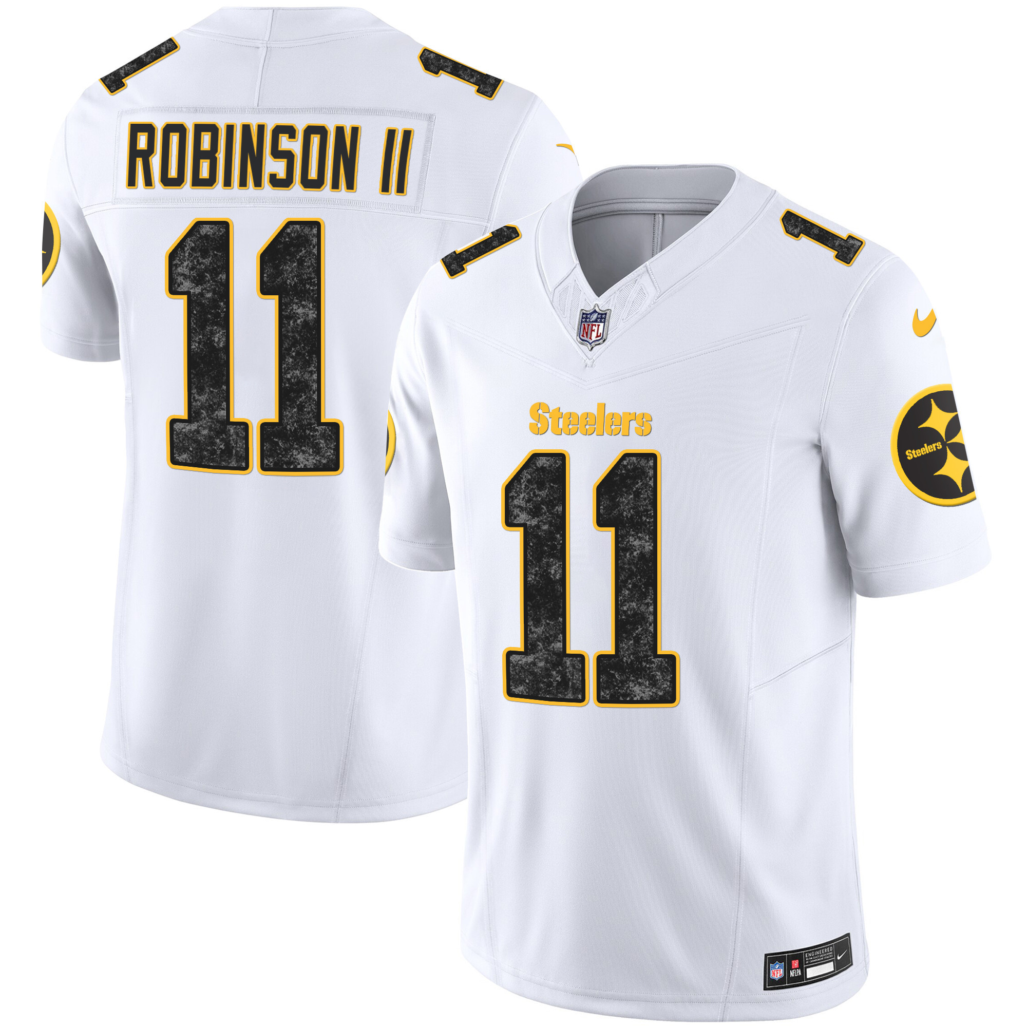 Allen Robinson II Men's Pittsburgh Steelers Grunge Vapor Limited White Jersey - All Stitched