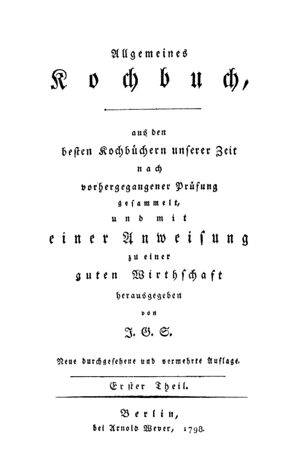Allgemeines Kochbuch, Teil 1 1st Edition â€“ PDF/EPUB Version Downloadable