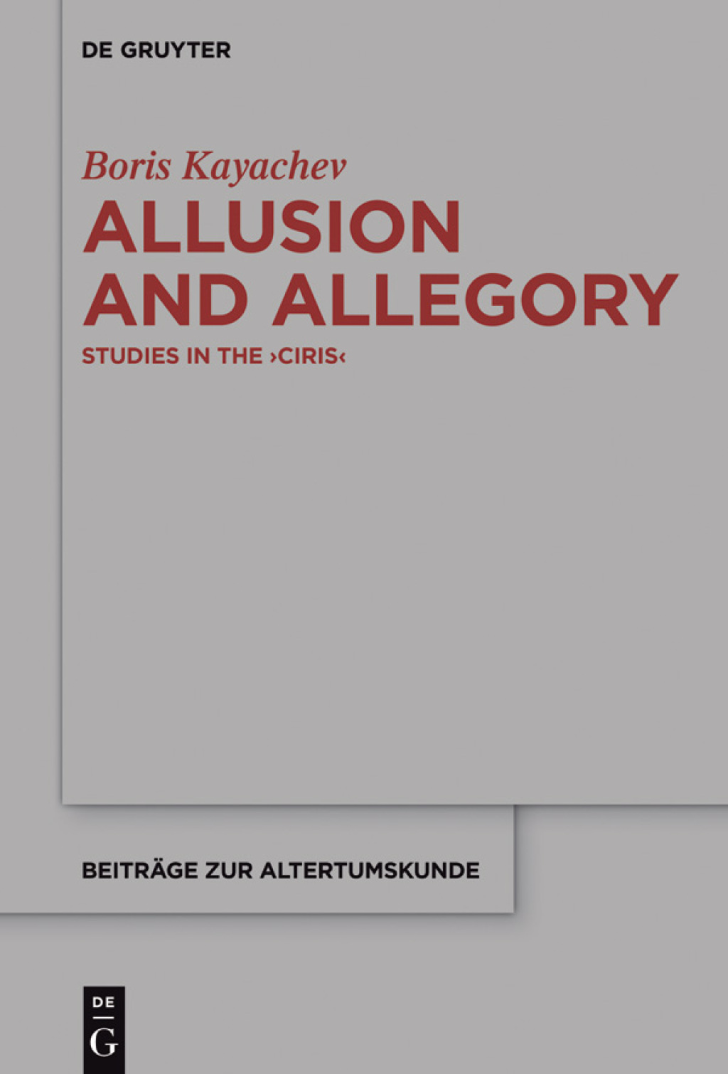 Allusion and Allegory Studies in the >Ciris< 1st Edition â€“ PDF/EPUB Version Downloadable