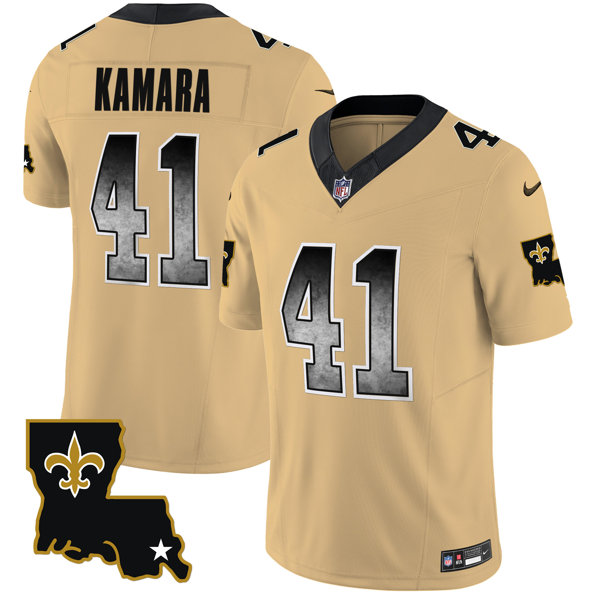 Alvin Kamara Men's New Orleans Saints 1987 Legacy Arch Smoke Gold Jersey - All Stitched