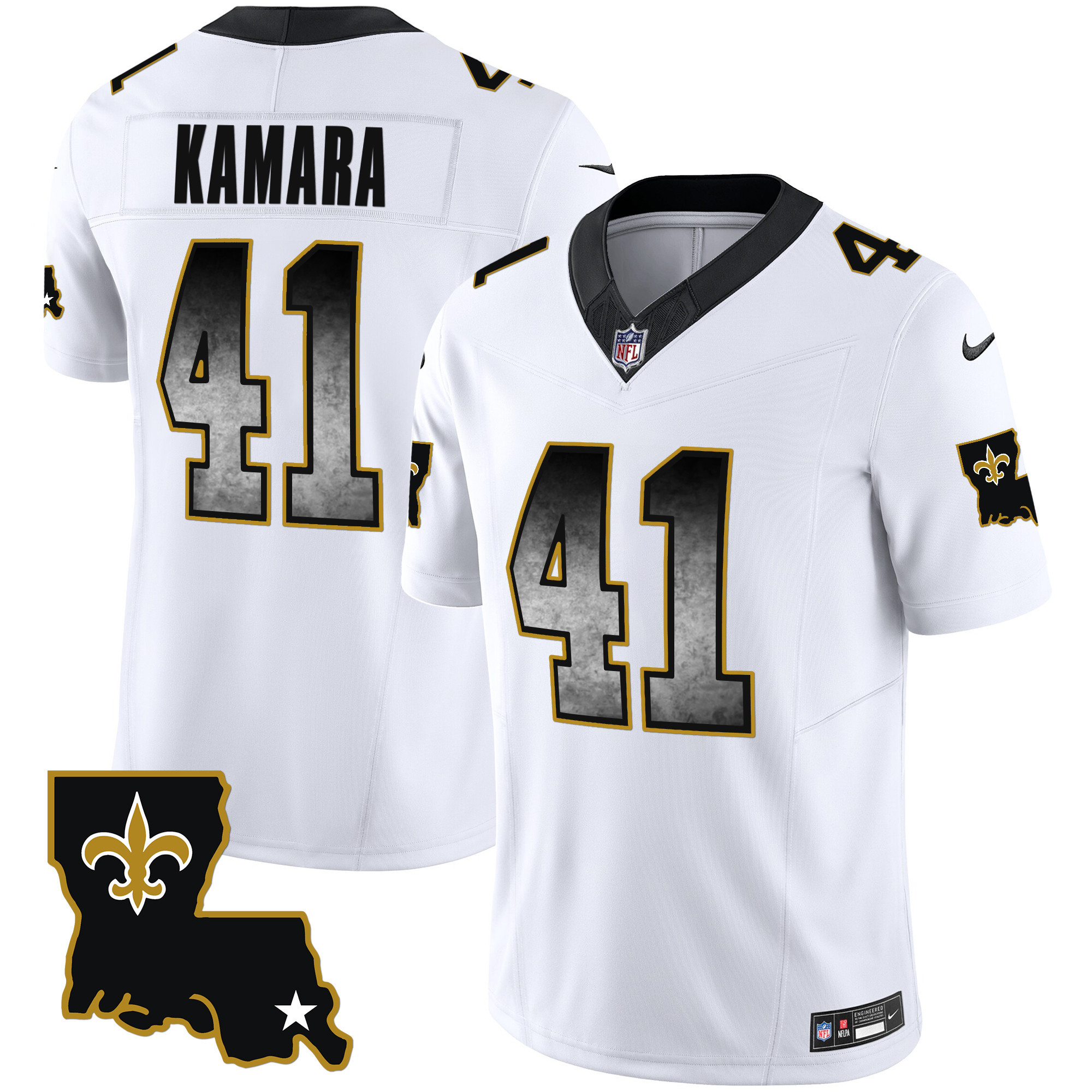 Alvin Kamara Men's New Orleans Saints 1987 Legacy Arch Smoke White Jersey - All Stitched