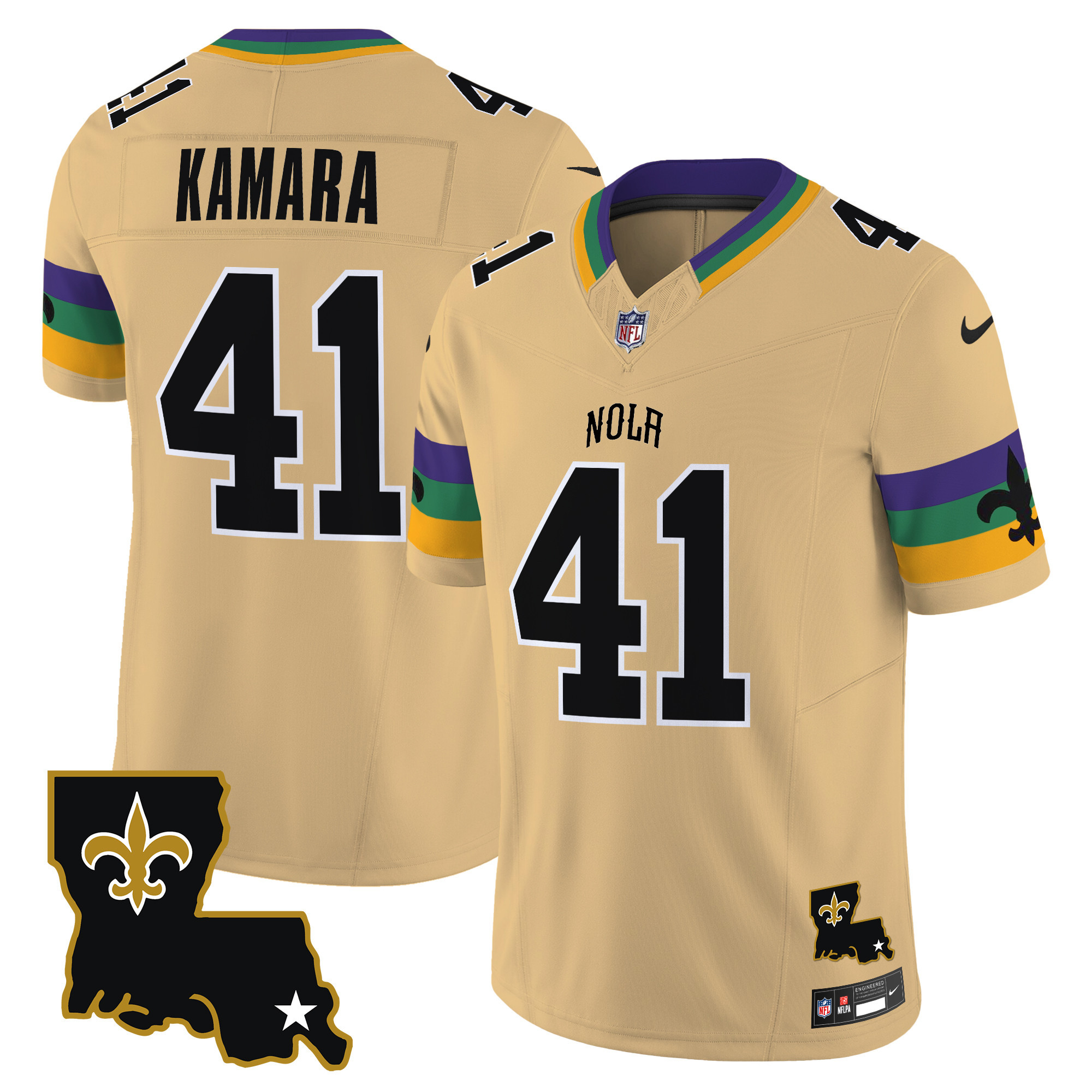 Alvin Kamara Men's New Orleans Saints 2024 New Orleans City Vapor Limited Gold Jersey - All Stitched