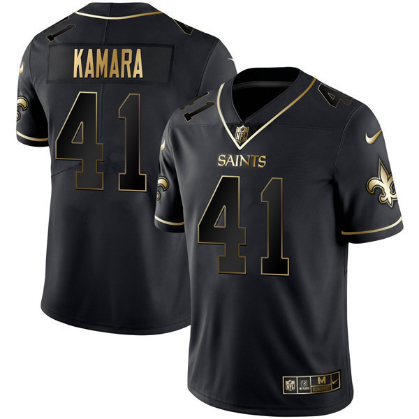 Alvin Kamara Men's New Orleans Saints Black Gold Limited Jersey - All Stitched