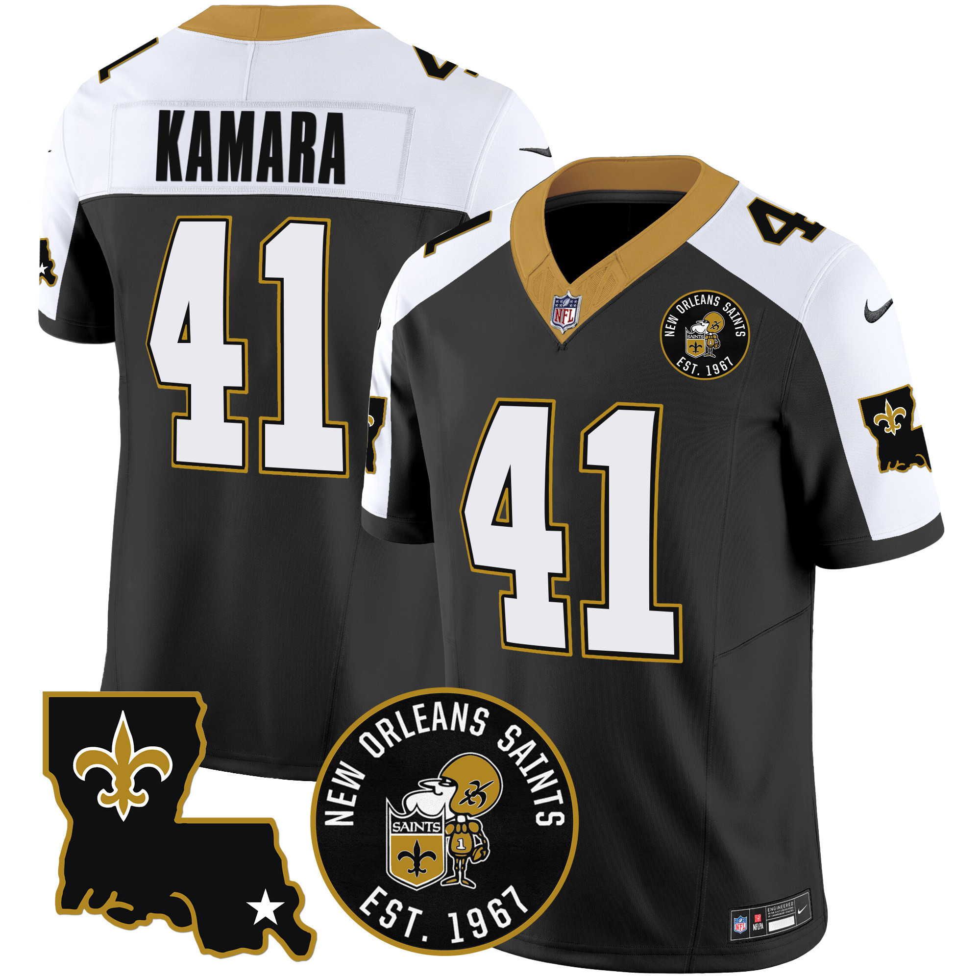 Alvin Kamara Men's New Orleans Saints EST. 1967 Patch Vapor Alternate Jersey - All Stitched