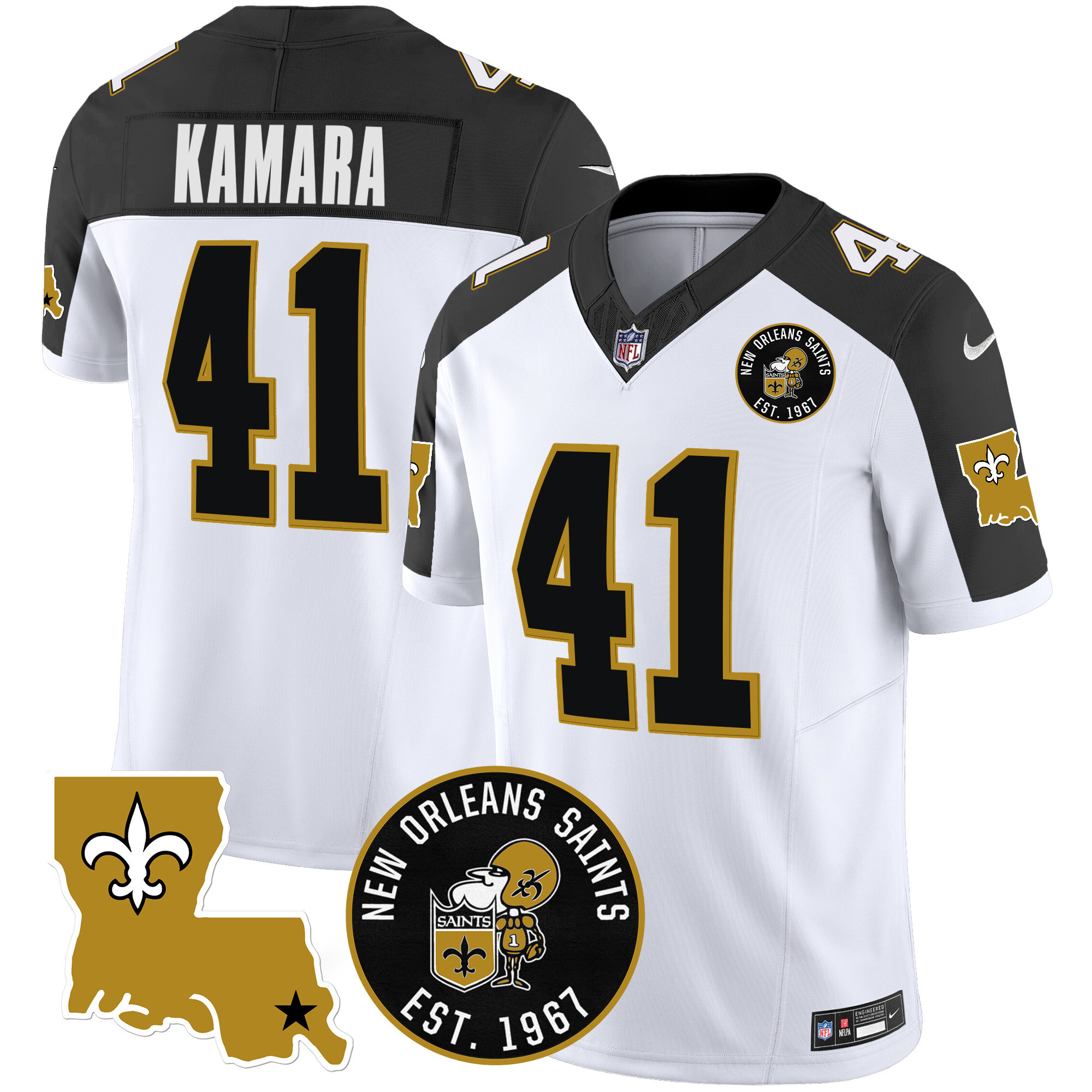 Alvin Kamara Men's New Orleans Saints EST. 1967 Patch Vapor Inverted Jersey - All Stitched