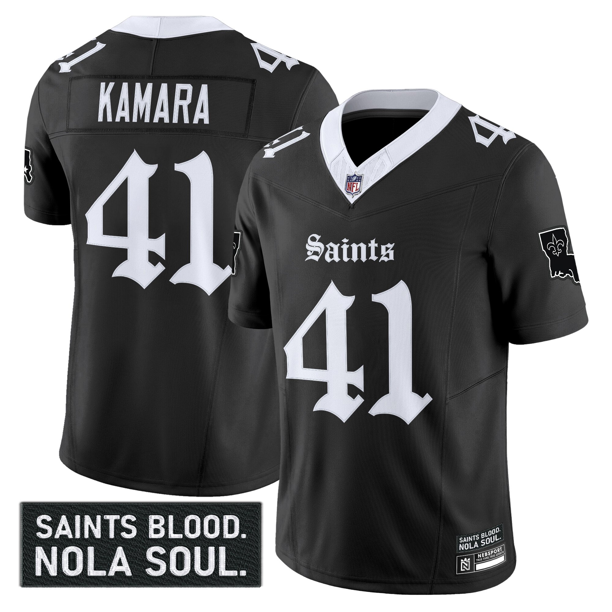 Alvin Kamara Men's New Orleans Saints 'Gothic Vieux Carré Edition' Vapor Black Jersey - All Stitched