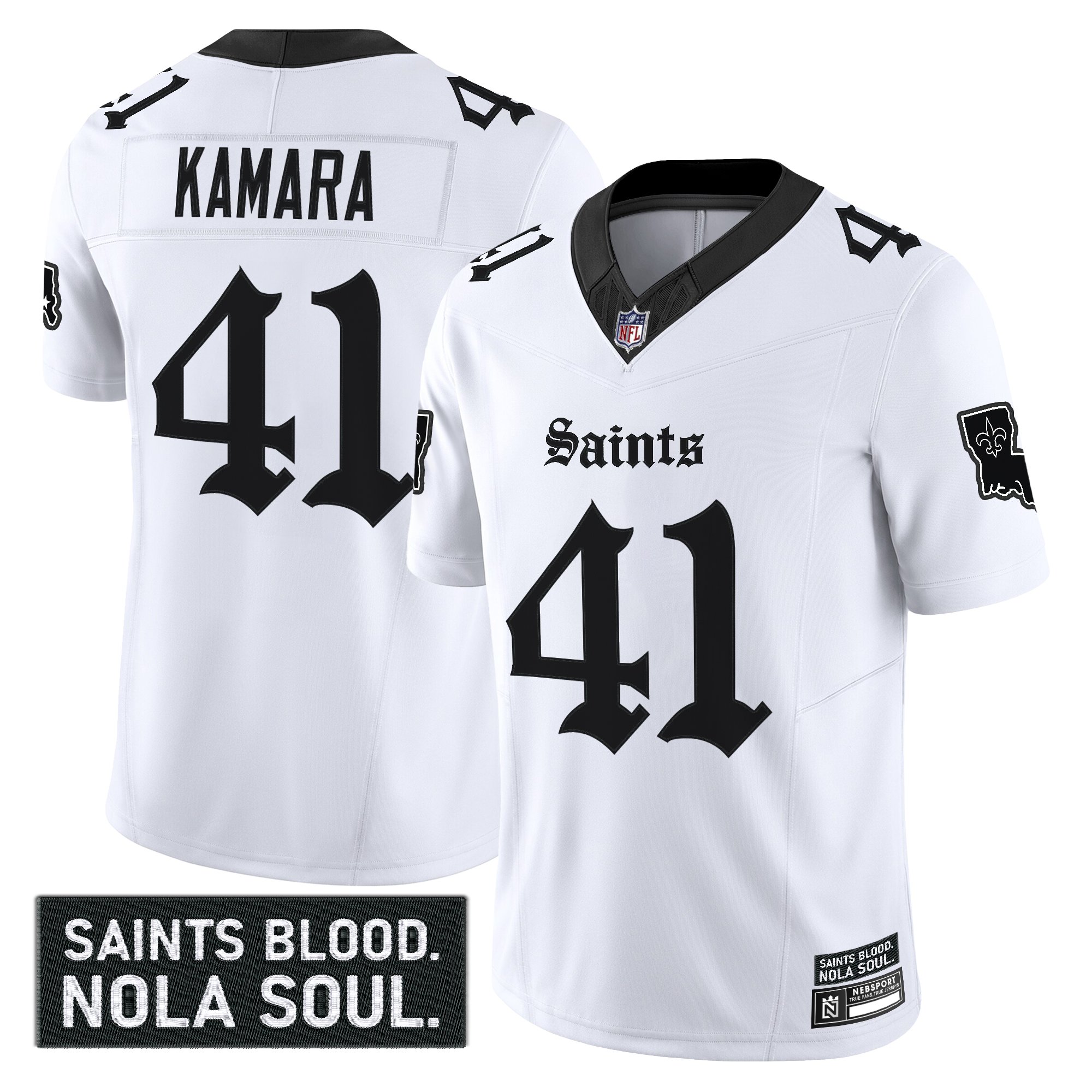 Alvin Kamara Men's New Orleans Saints 'Gothic Vieux CarrÃƒÆ’Ã‚Â© Edition' Vapor White Jersey - All Stitched