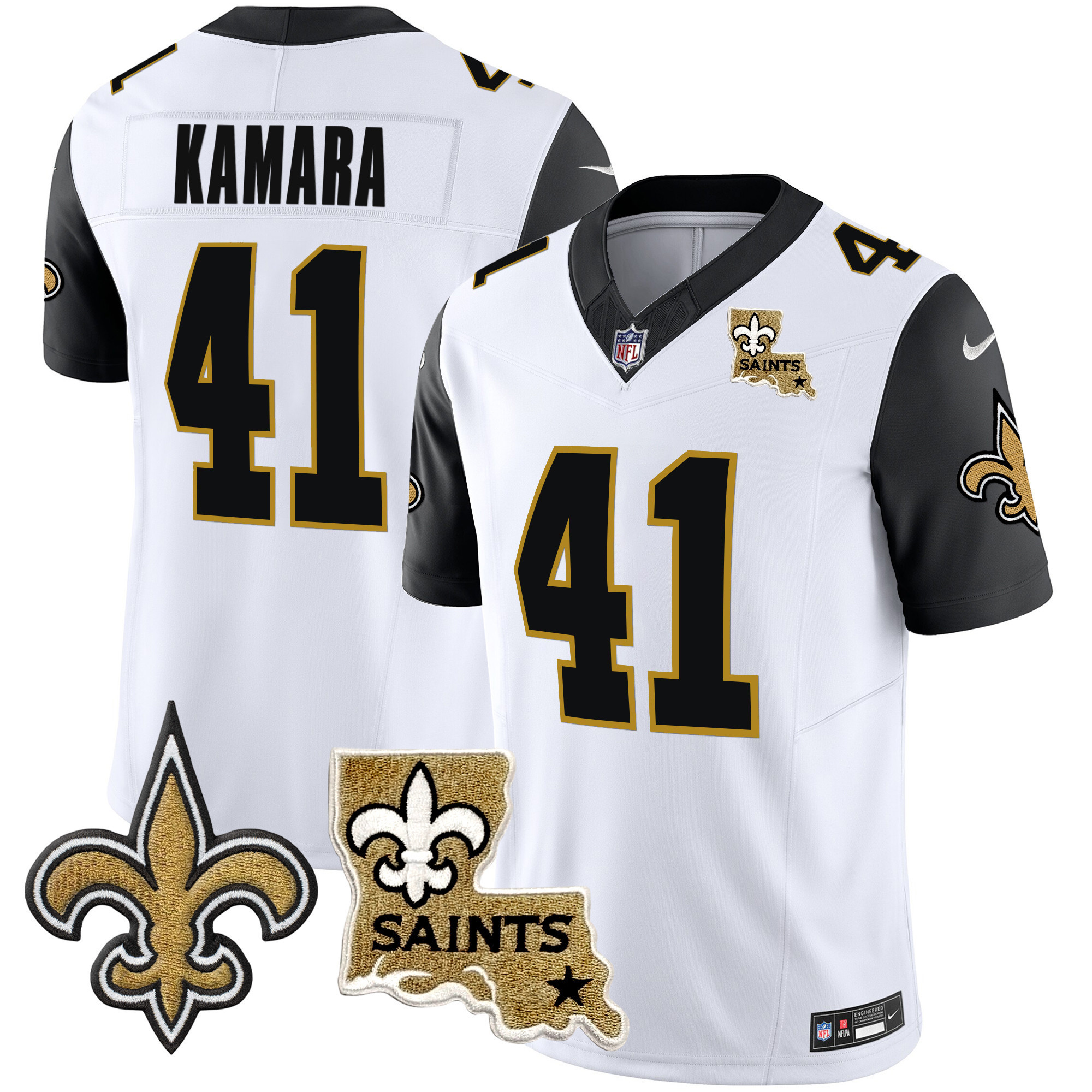 Alvin Kamara Men's New Orleans Saints Vapor Limited Black Sleeves Jersey - All Stitched