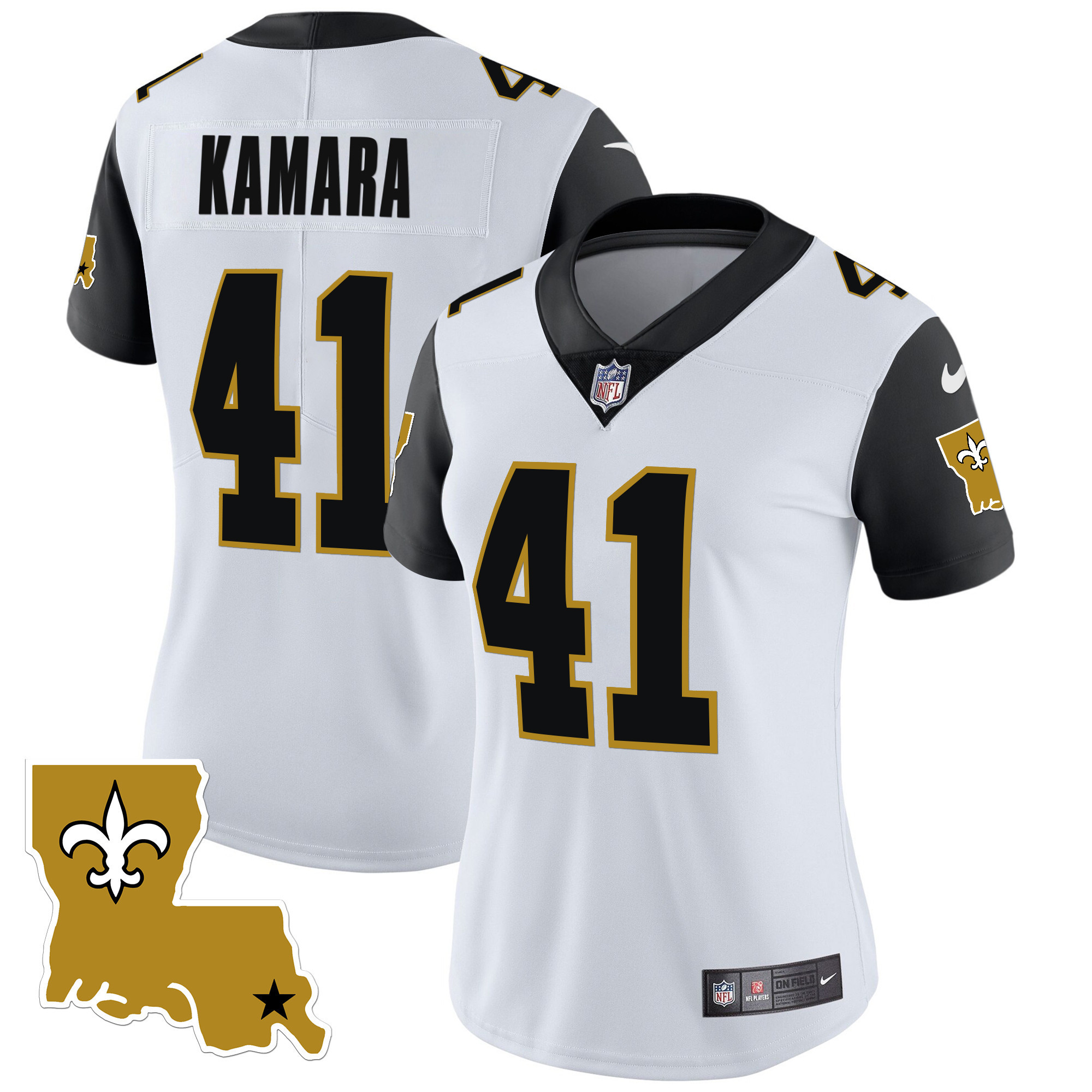 Alvin Kamara Women's New Orleans Saints 1987 Legacy Vapor Black Sleeves Jersey - All Stitched