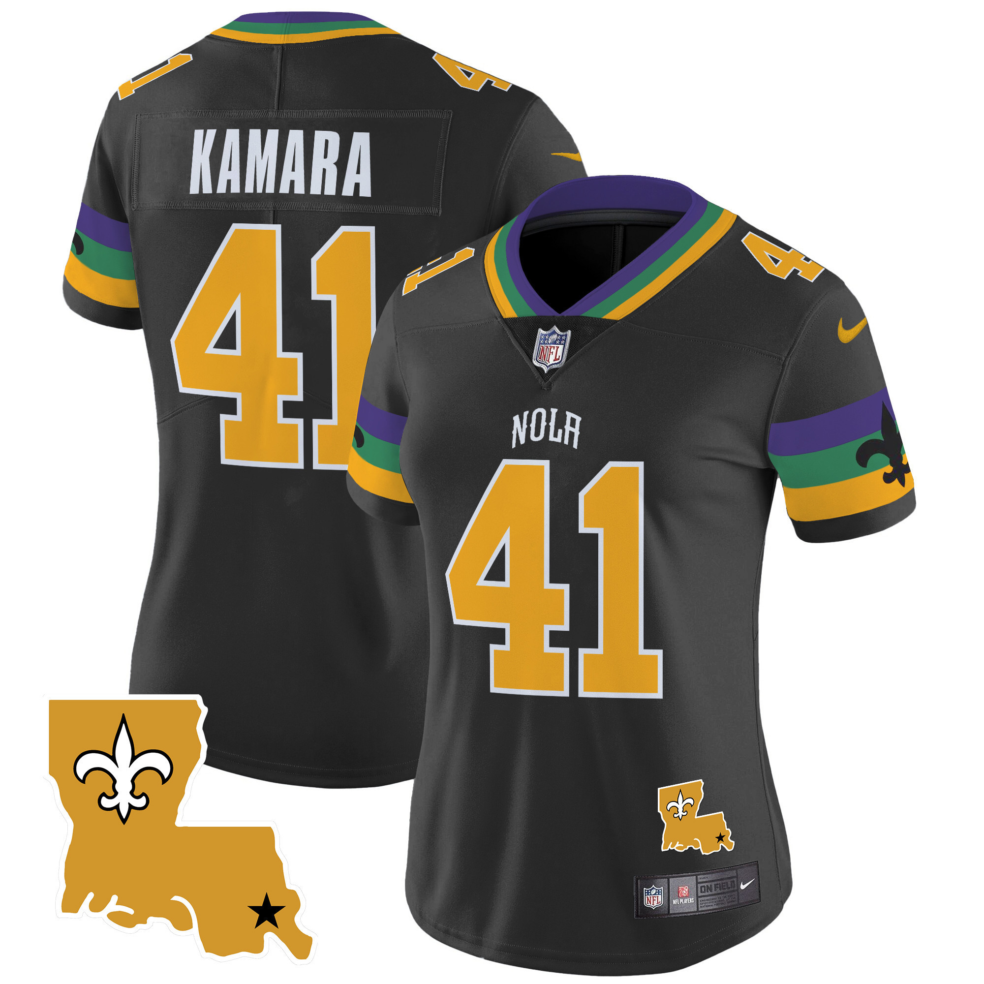 Alvin Kamara Women's New Orleans Saints 2024 New Orleans City Vapor Limited Black Jersey - All Stitched