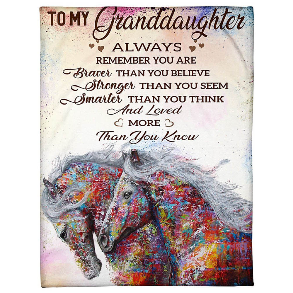 Always Remember You Are Braver Than You Believe Wonderful Gift For Granddaughter Fleece Quilt Blanket - TopBestClothing