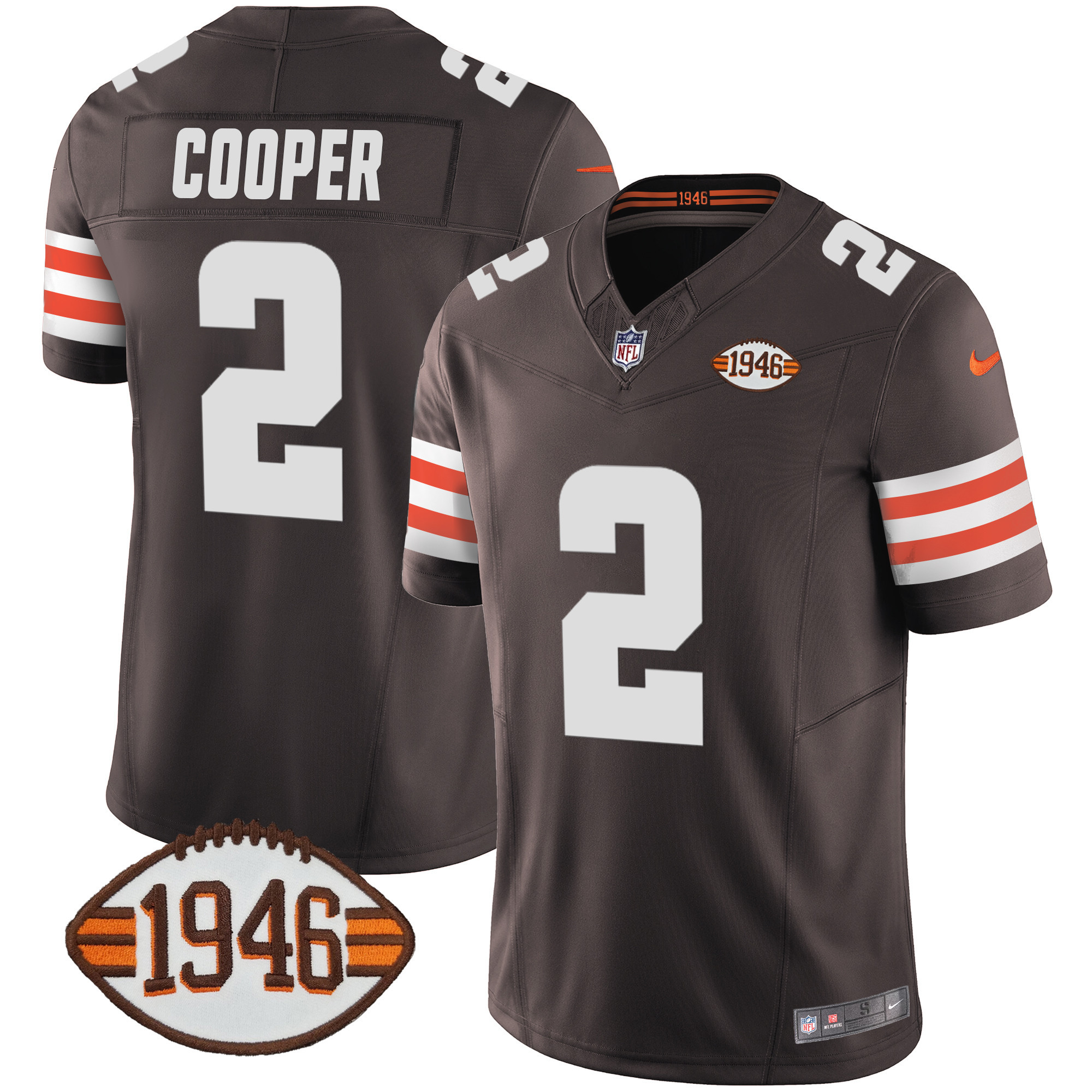 Amari Cooper Men's Cleveland Browns 1946 75th Anniversary Patch Brown Jersey - All Stitched